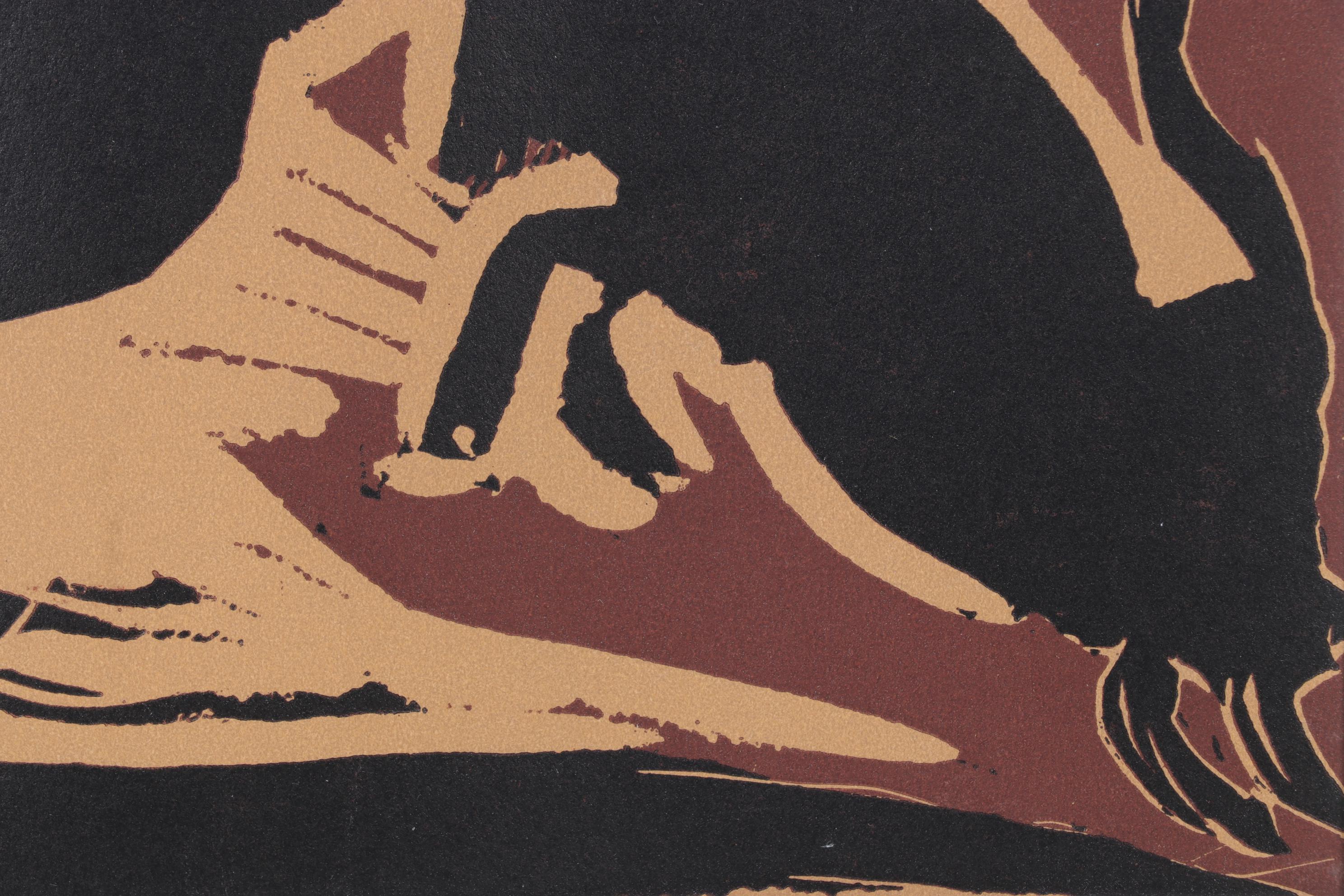 Pablo Picasso Linoleum Cut "Bull Charging a Capa," 1962