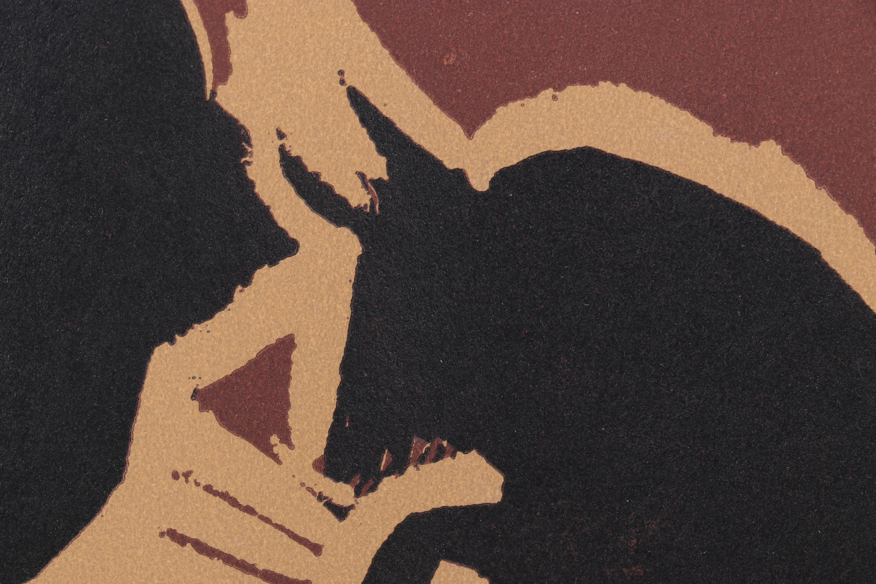 Pablo Picasso Linoleum Cut "Bull Charging a Capa," 1962