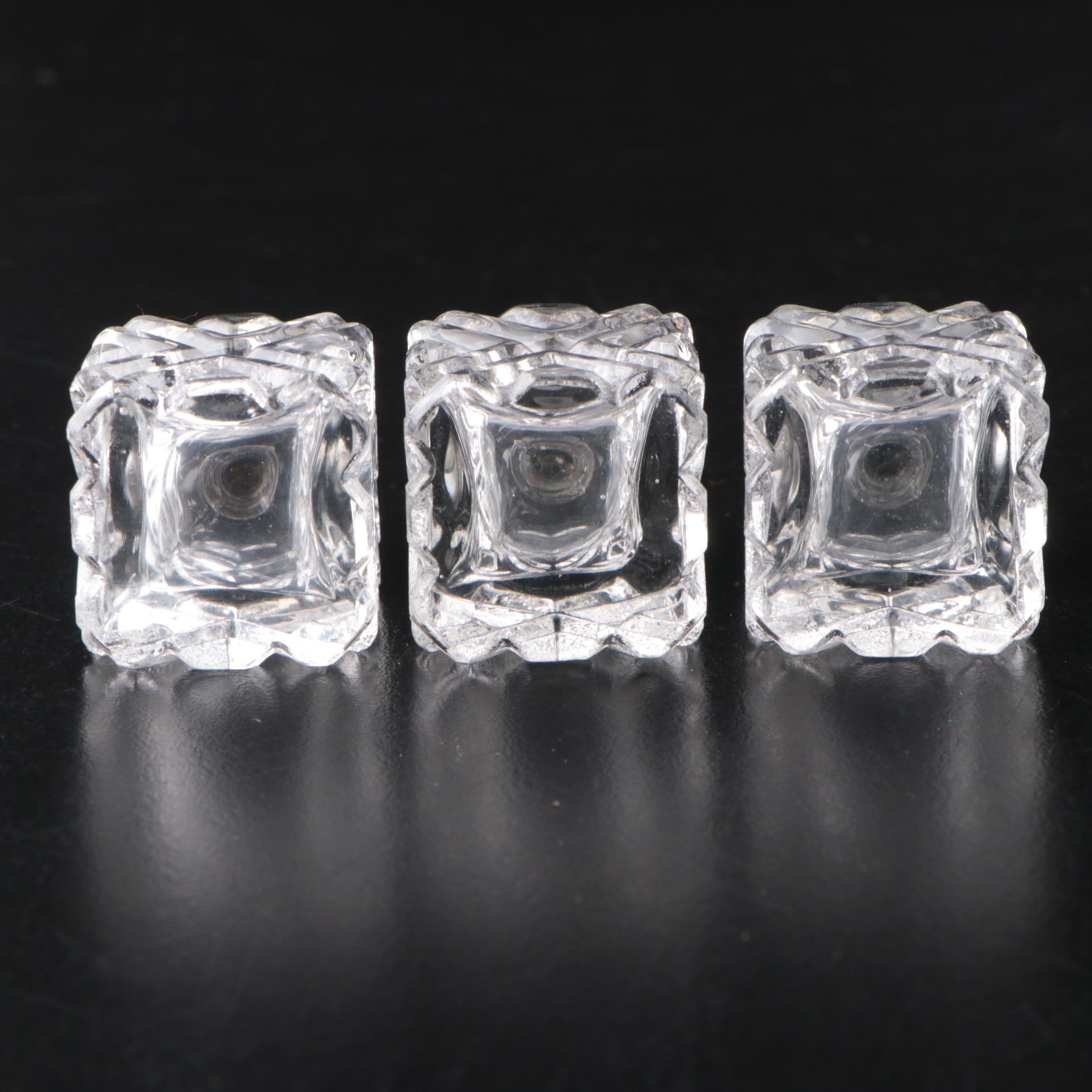 Eales Pressed Glass Shakers with Leaf Shaped Dishes and Pyrex Bowl