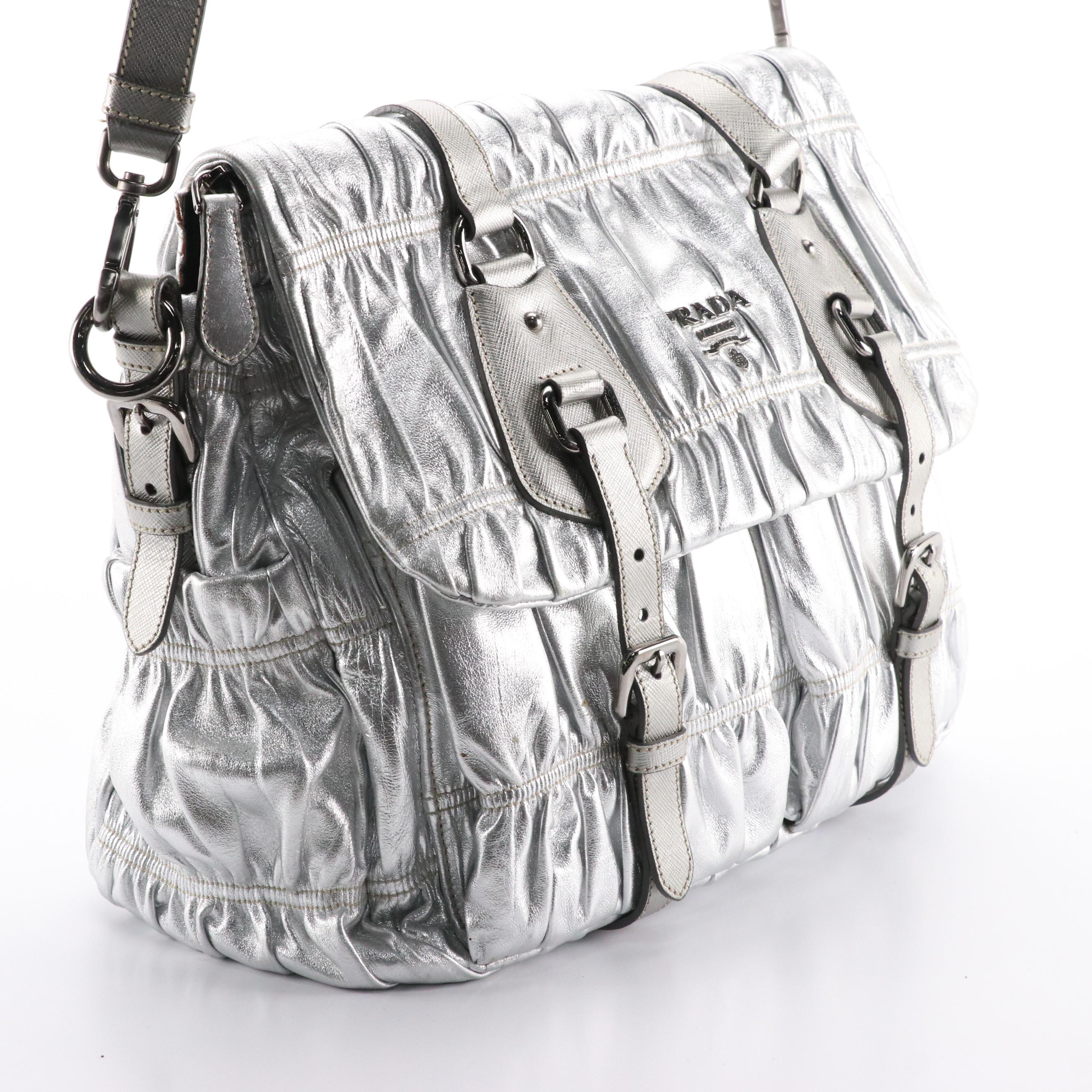 Prada Gaufre Messenger Bag in Metallic Nappa Leather