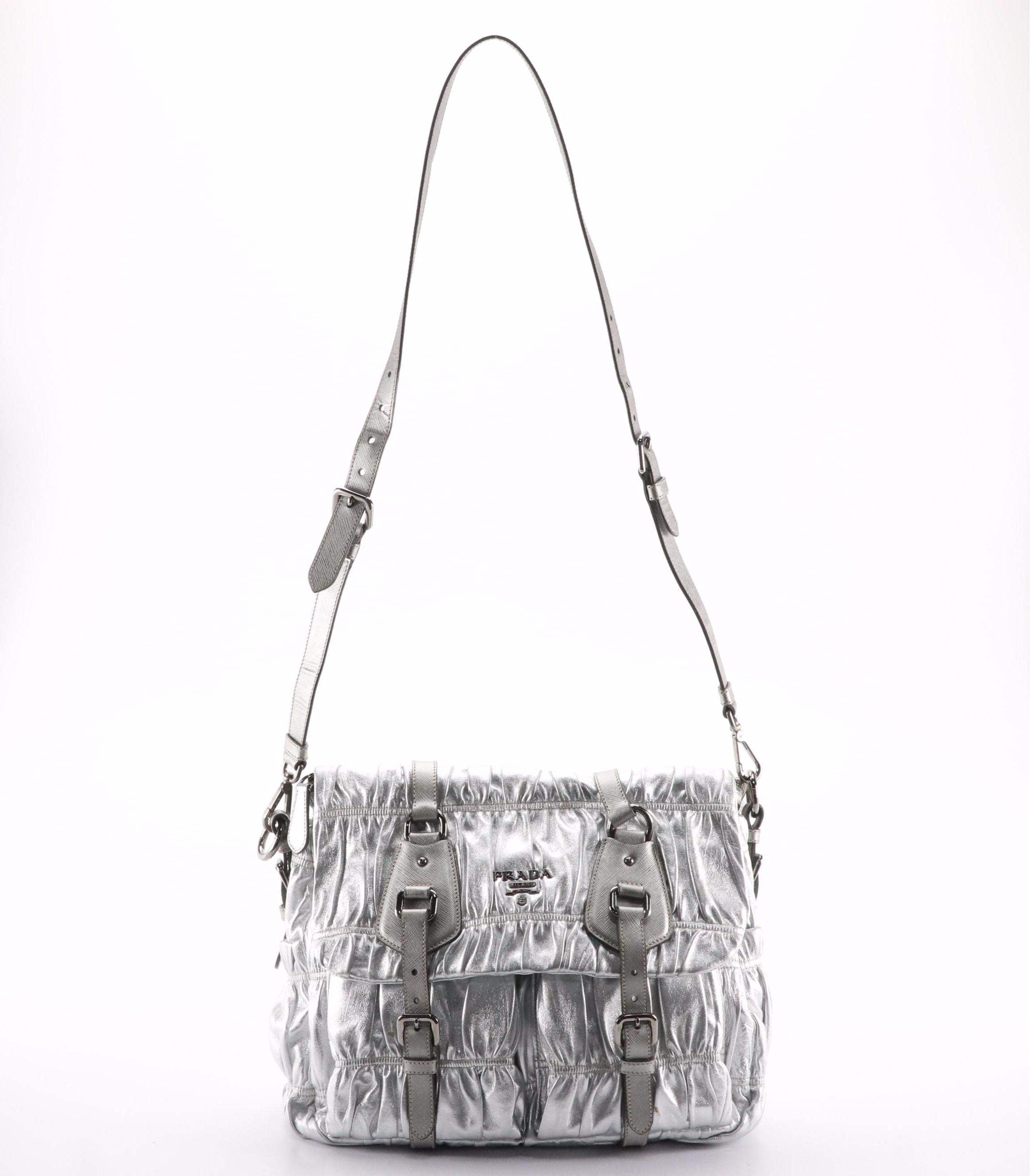 Prada Gaufre Messenger Bag in Metallic Nappa Leather