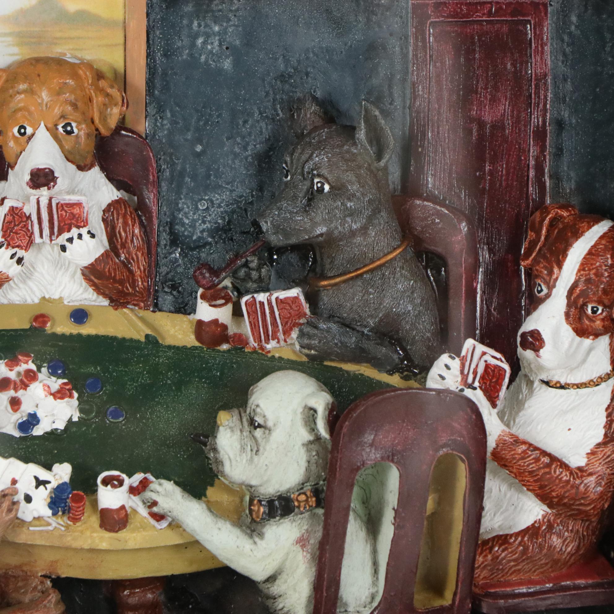 3D Shadowbox Diorama "Dogs Playing Poker", Late 20th Century