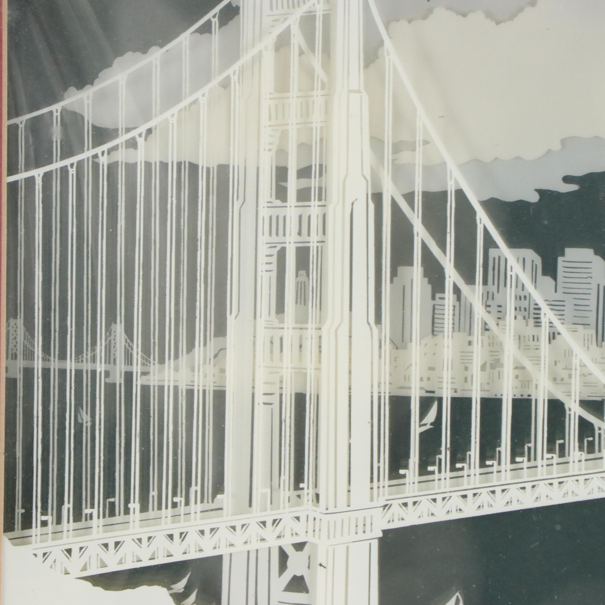 Debbie Patrick Dimensional Serigraph of Golden Gate Bridge, 20th Century