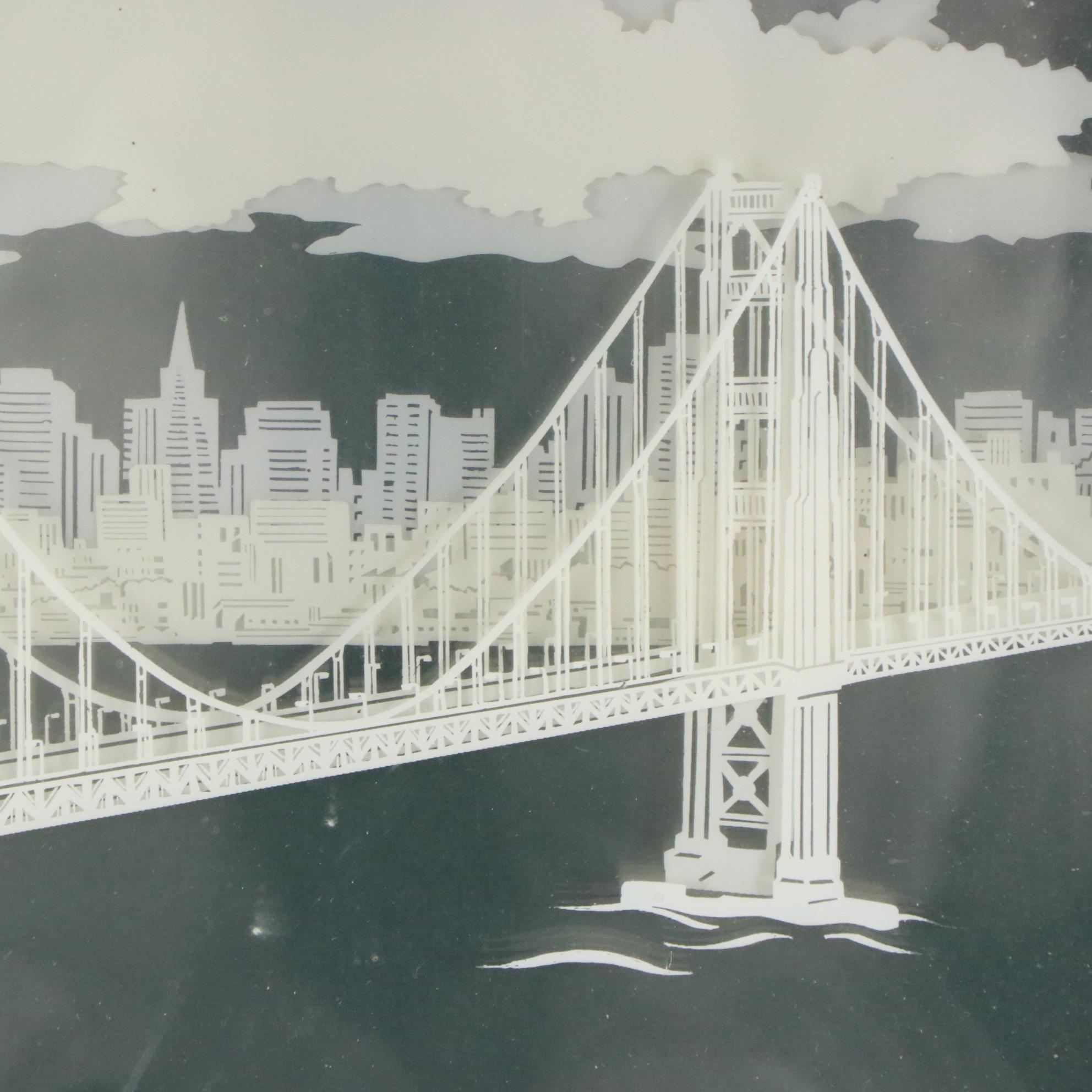 Debbie Patrick Dimensional Serigraph of Golden Gate Bridge, 20th Century
