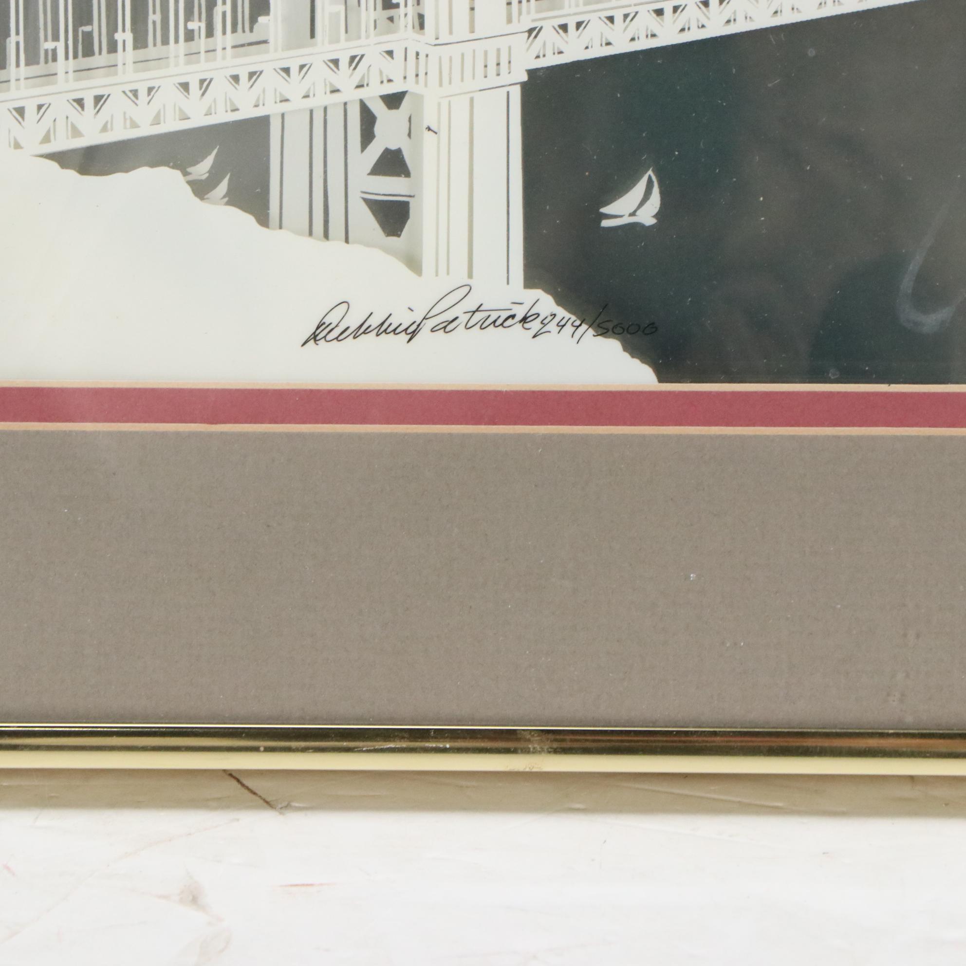 Debbie Patrick Dimensional Serigraph of Golden Gate Bridge, 20th Century