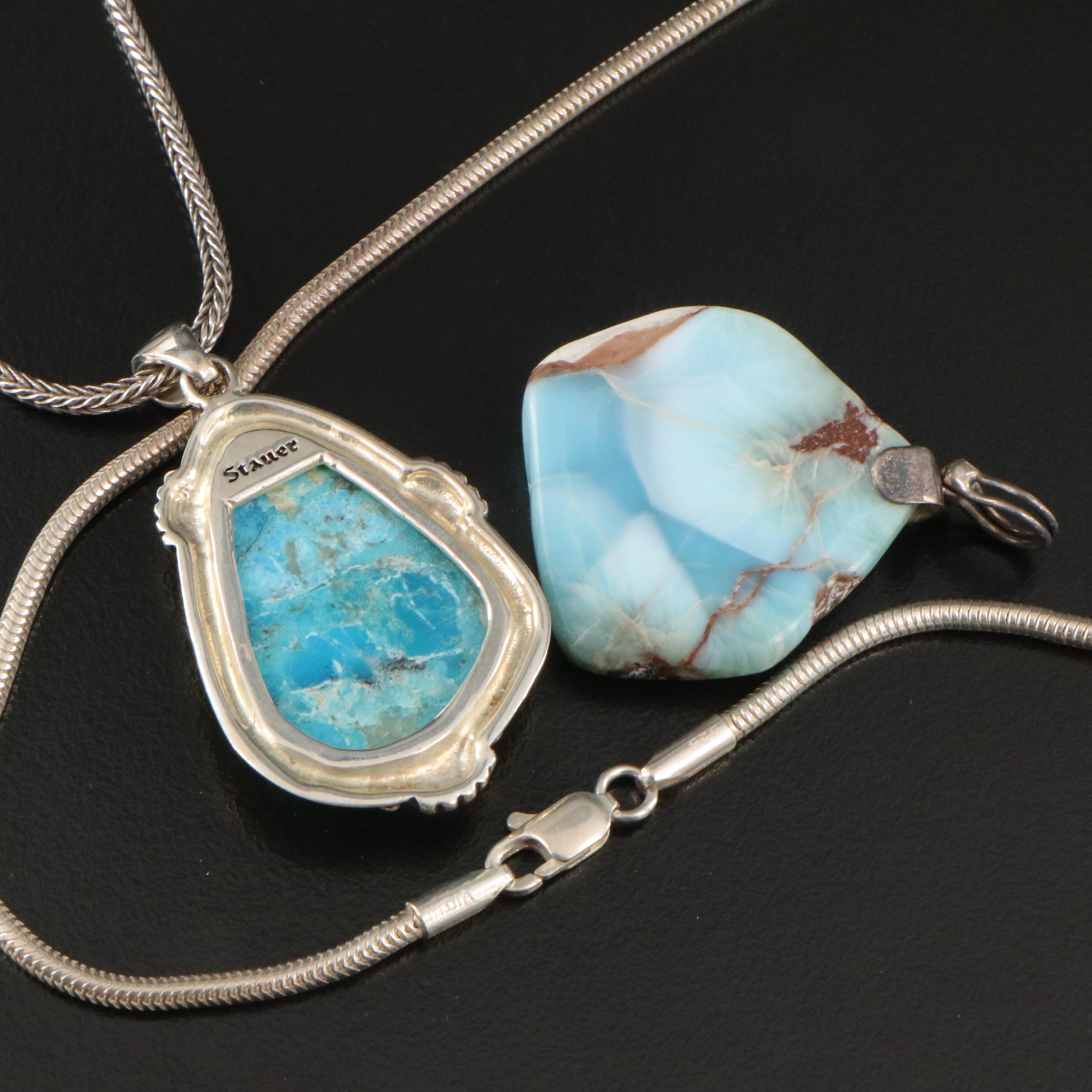 Assorted Jewelry Including Turquoise, Black Onyx and Larimar