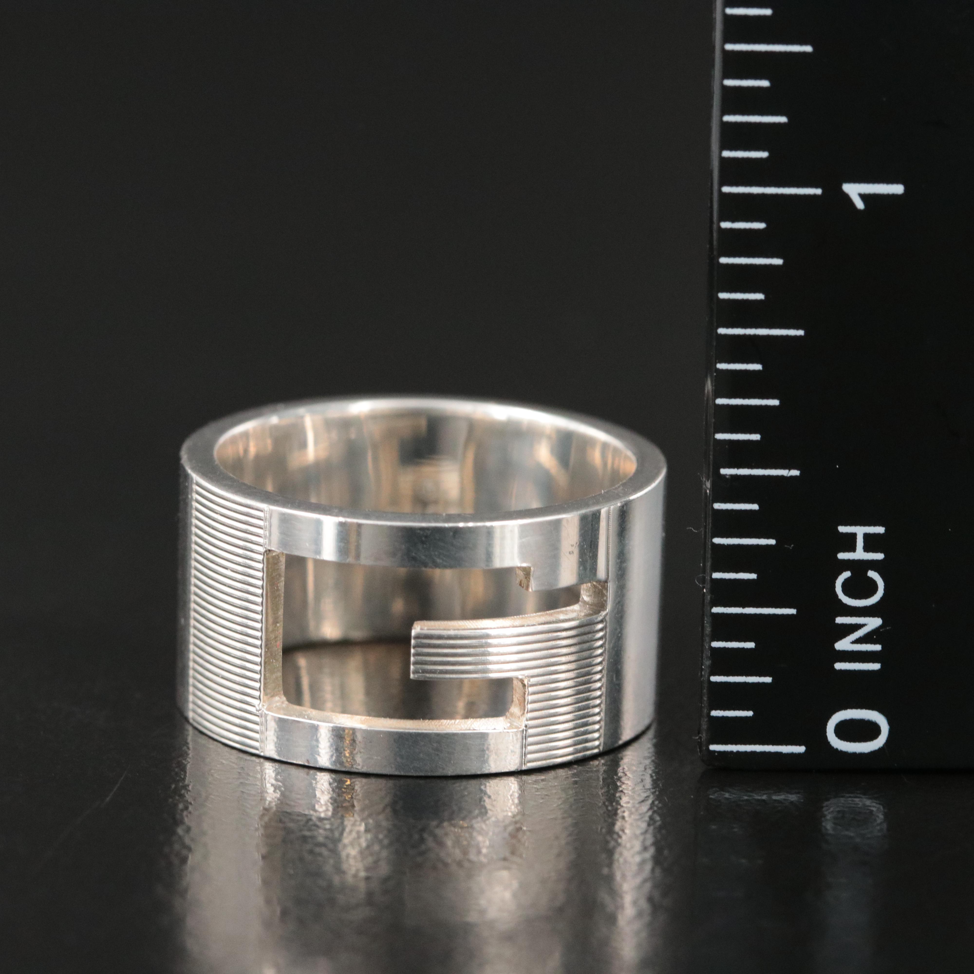 Gucci G Cut Out Sterling Wide Ring