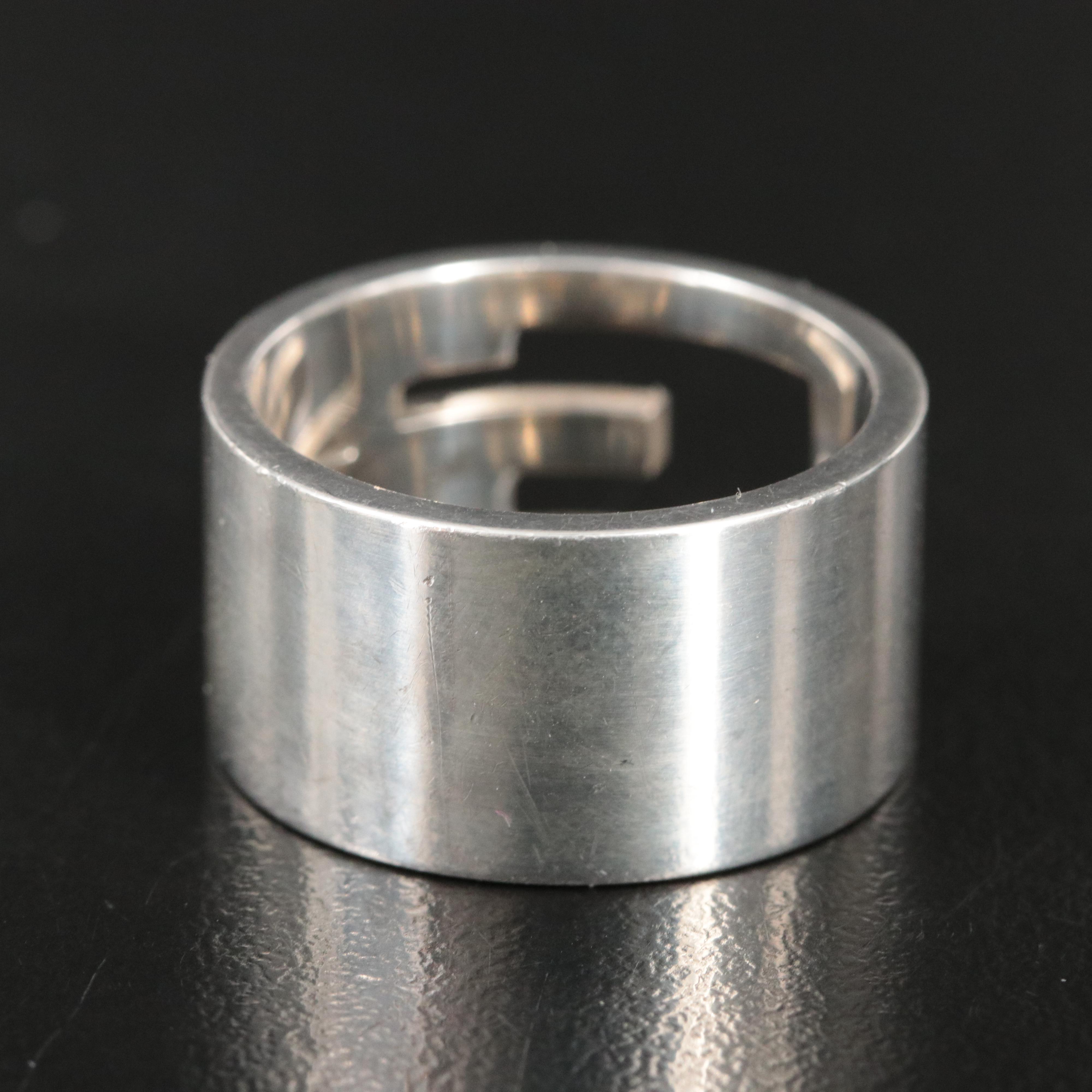 Gucci G Cut Out Sterling Wide Ring