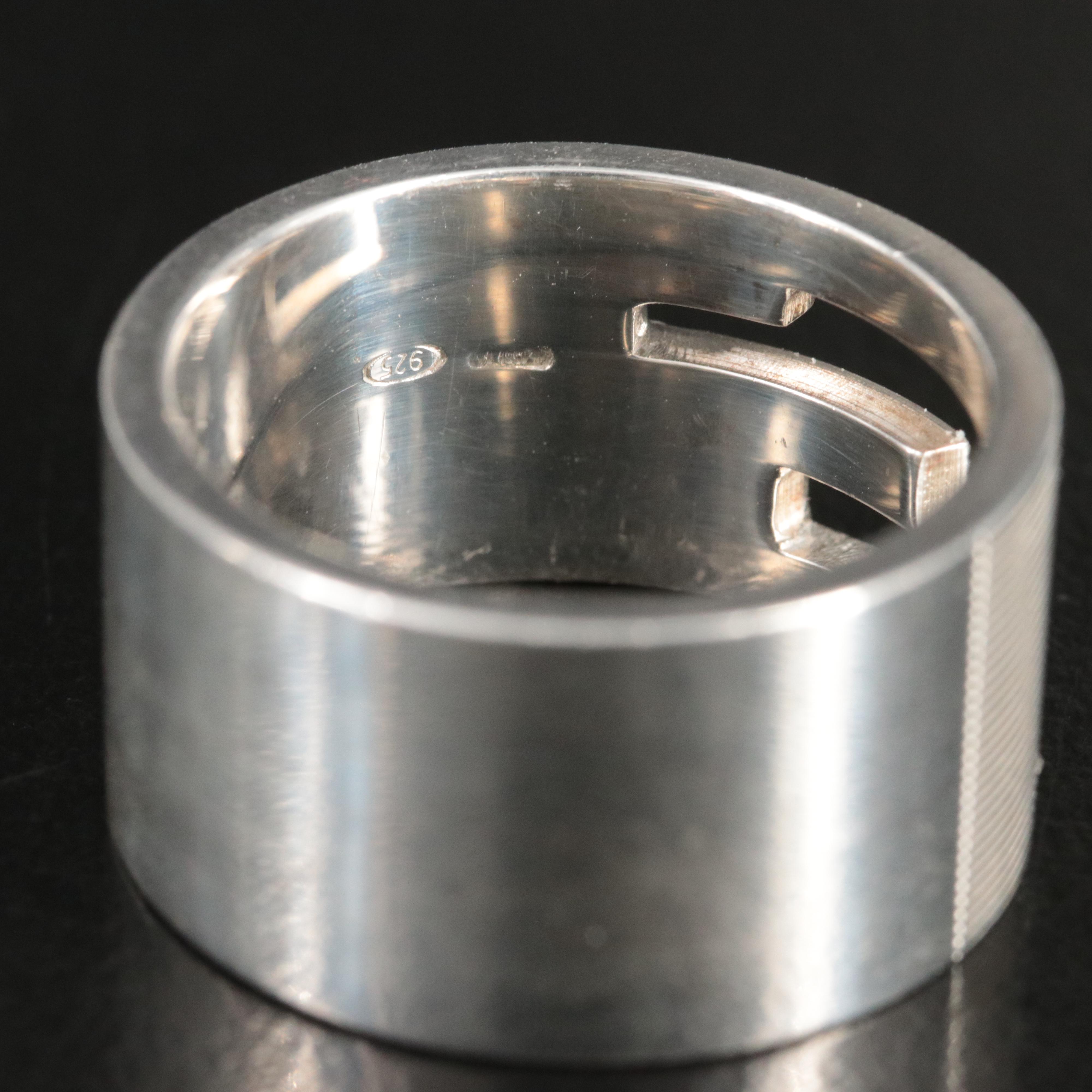 Gucci G Cut Out Sterling Wide Ring