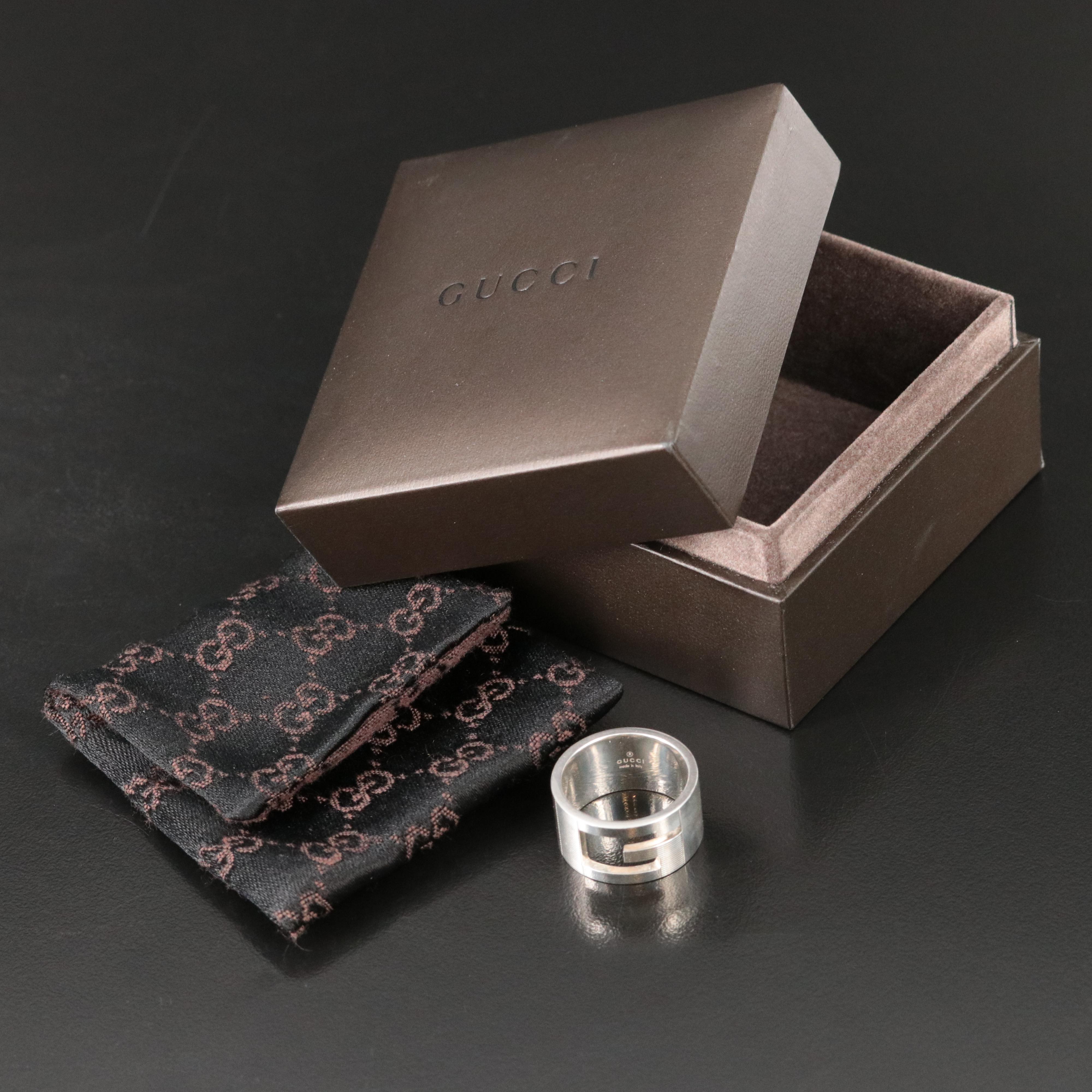 Gucci G Cut Out Sterling Wide Ring