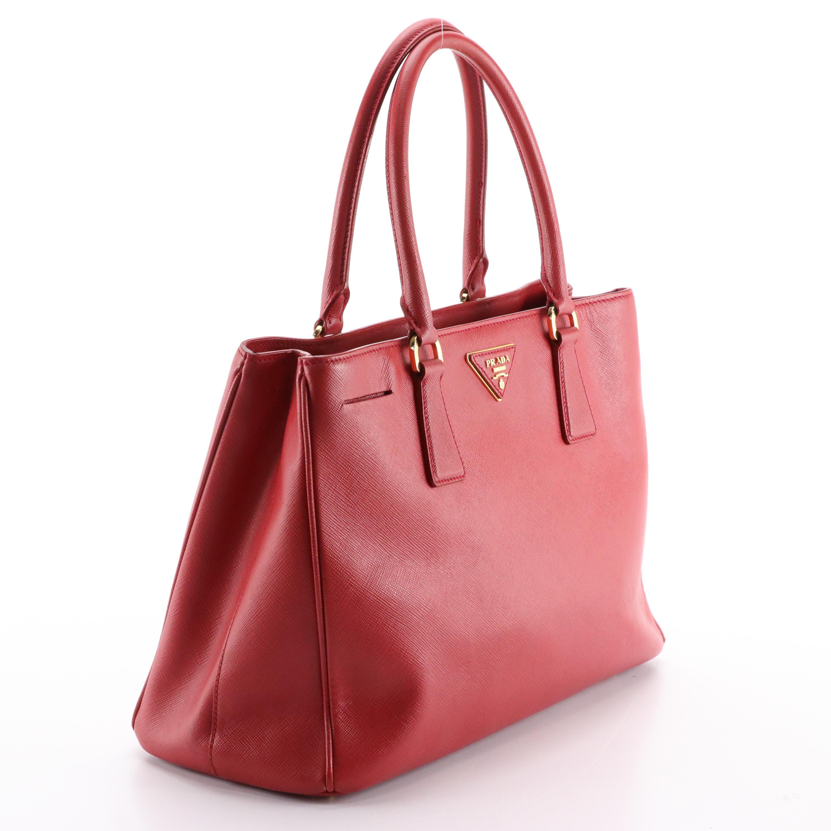 Prada 2Way Galleria Tote Bag in Red Saffiano Lux Leather
