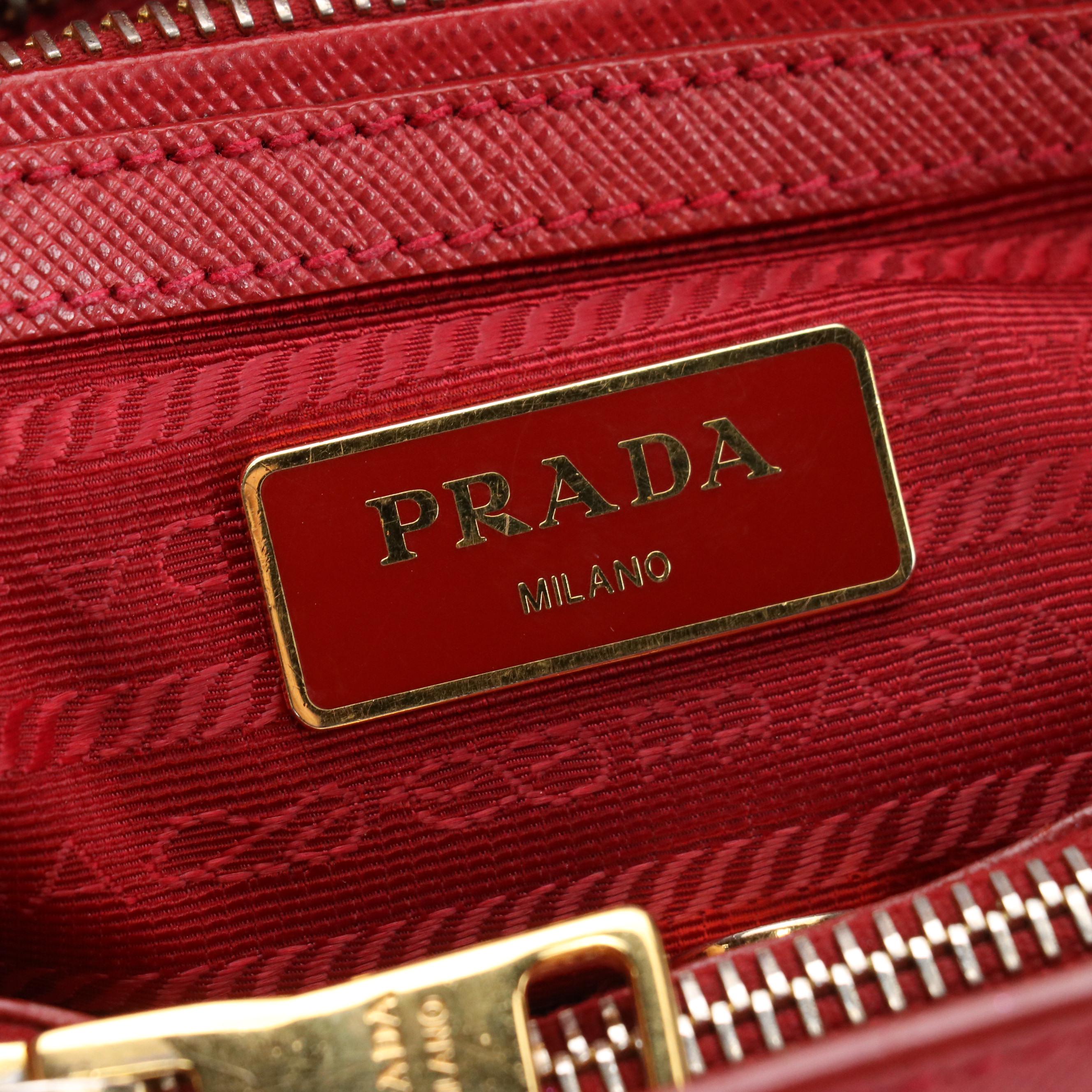 Prada 2Way Galleria Tote Bag in Red Saffiano Lux Leather