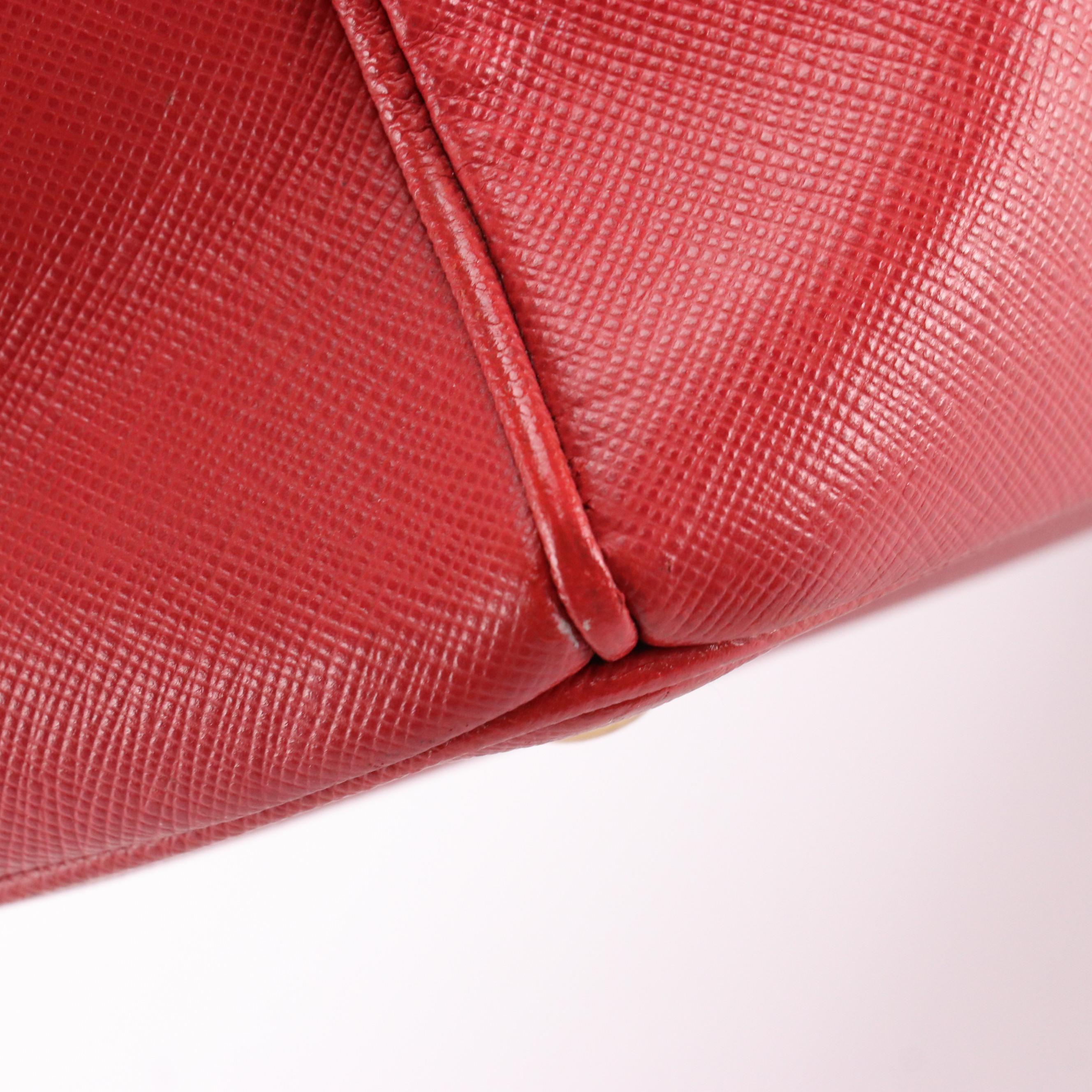 Prada 2Way Galleria Tote Bag in Red Saffiano Lux Leather