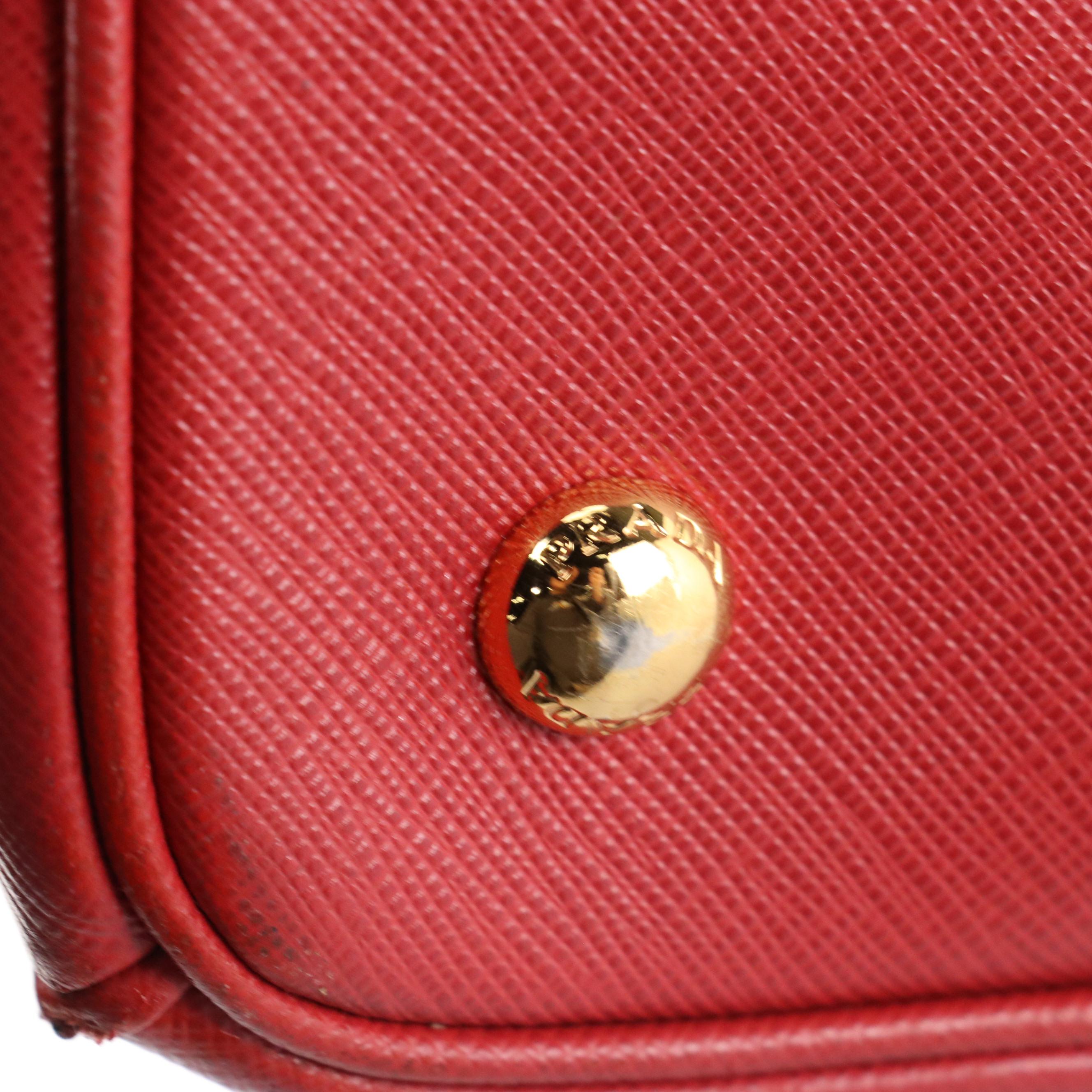 Prada 2Way Galleria Tote Bag in Red Saffiano Lux Leather