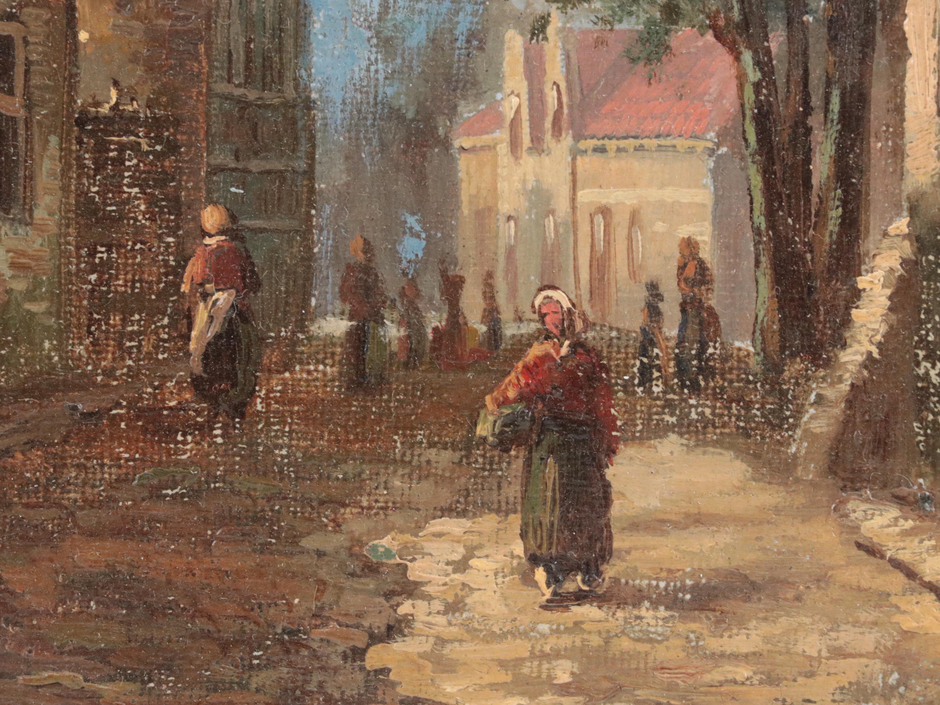 Lorenzo Oil Painting of European Streetscape, Late 20th Century