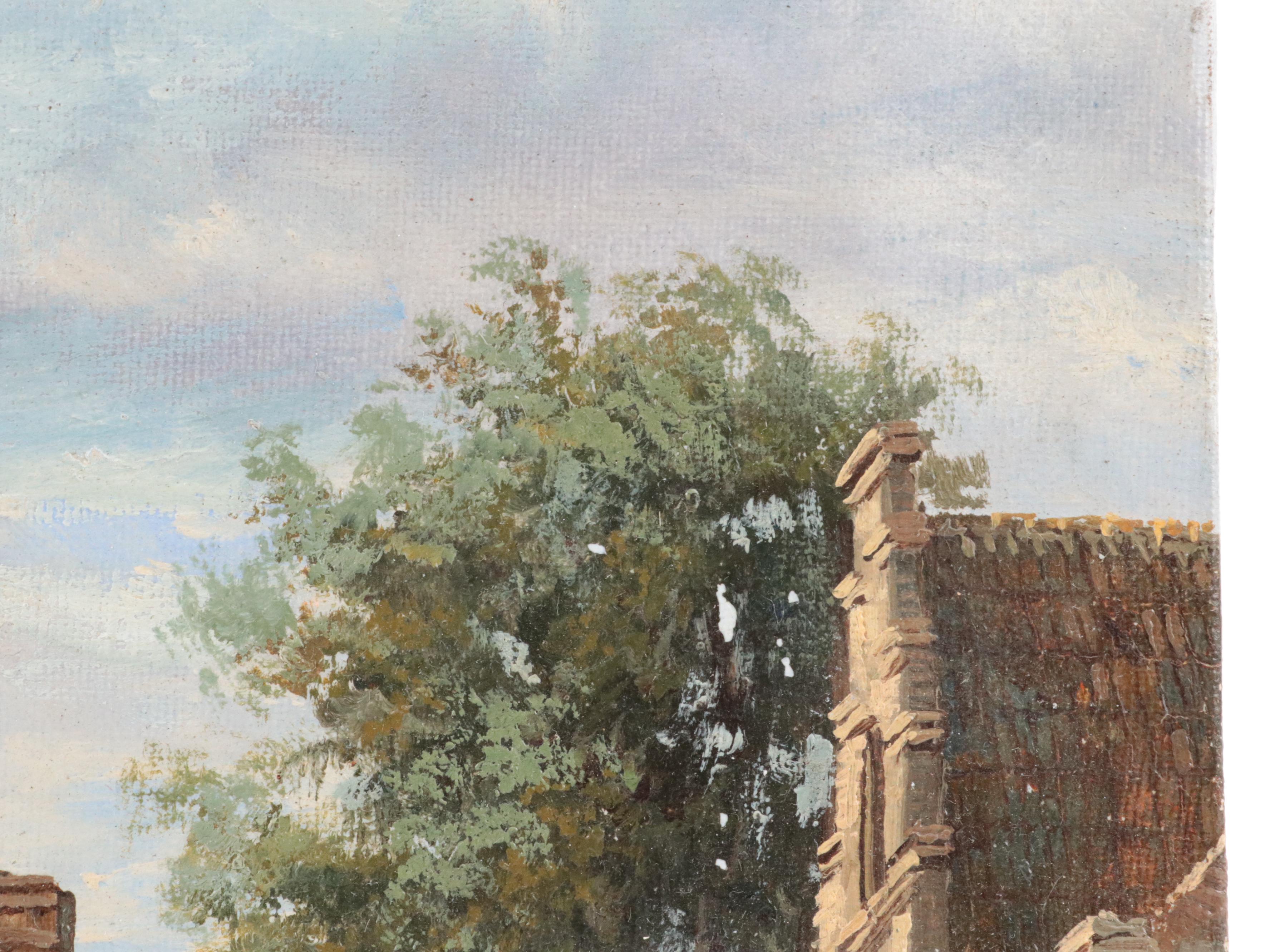 Lorenzo Oil Painting of European Streetscape, Late 20th Century