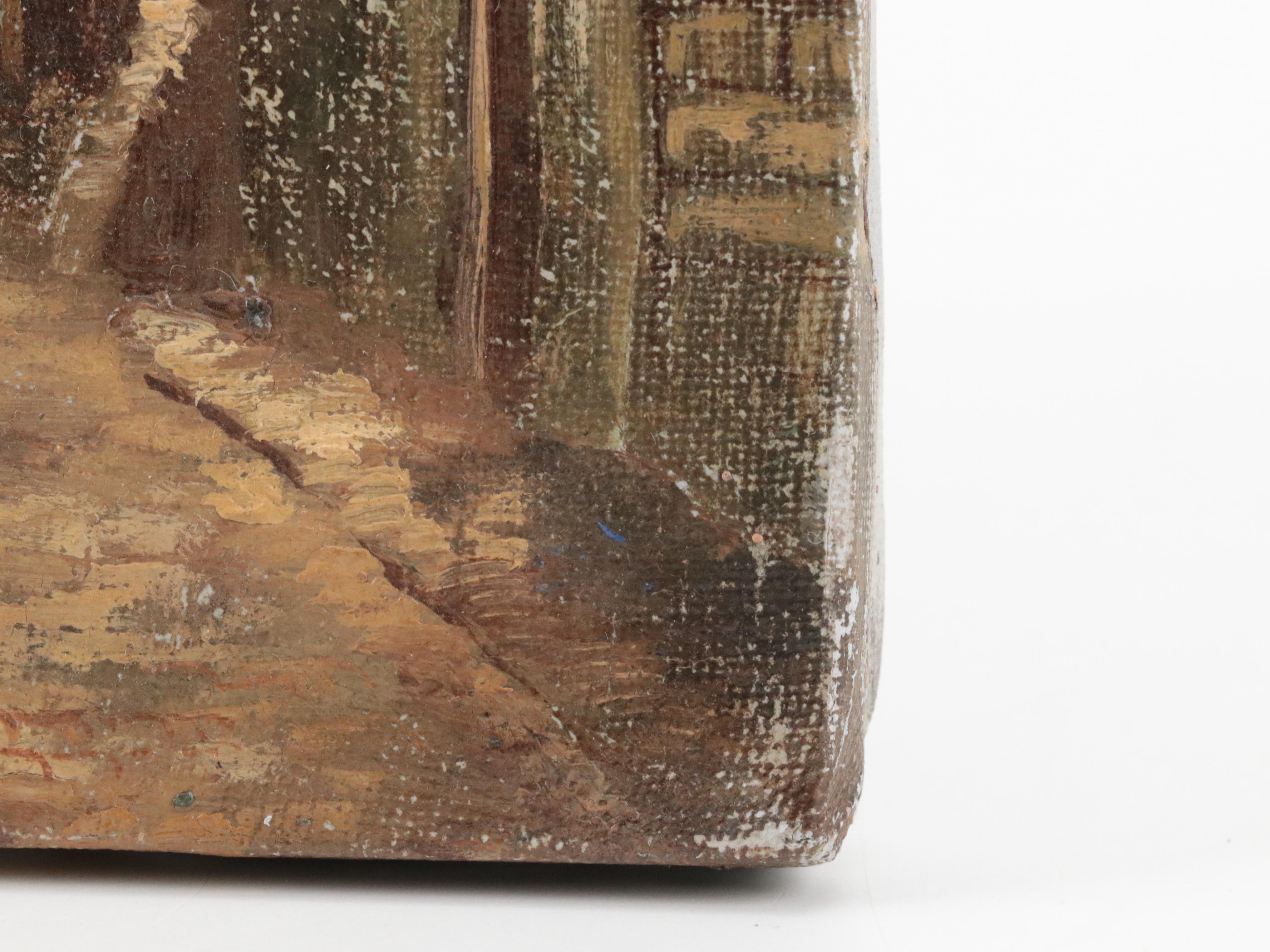 Lorenzo Oil Painting of European Streetscape, Late 20th Century