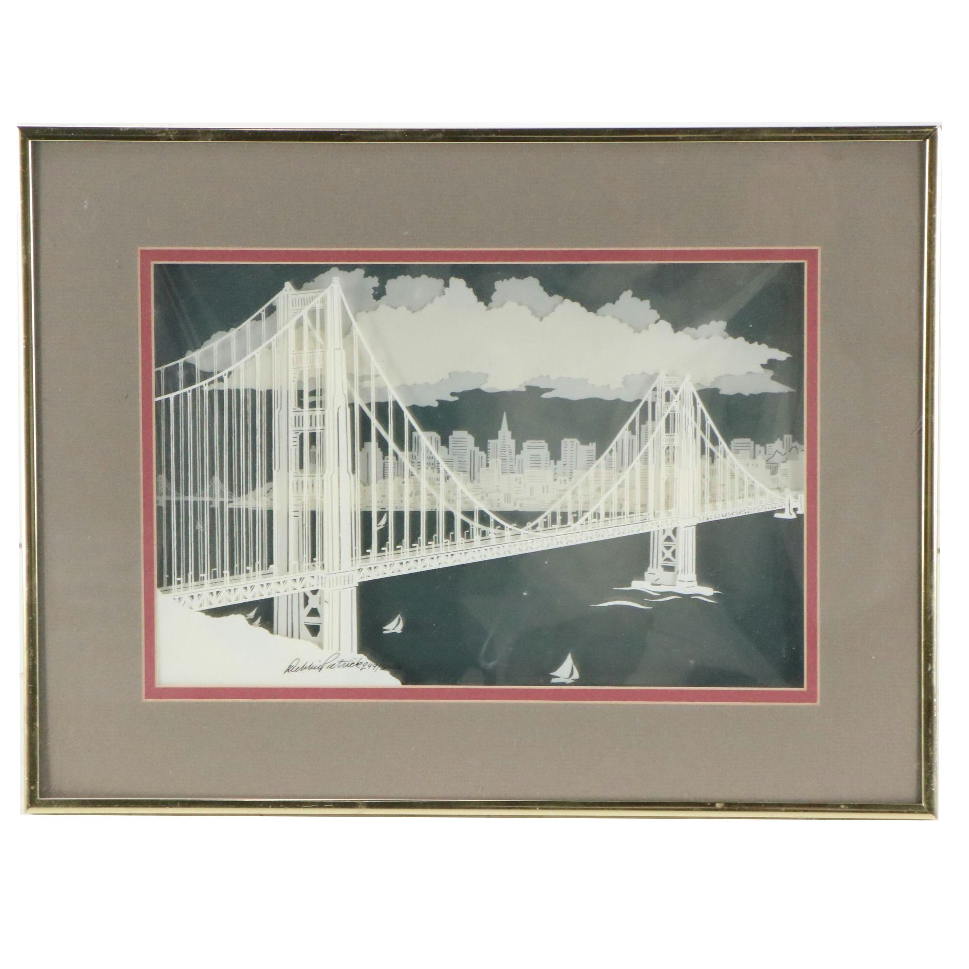 Debbie Patrick Dimensional Serigraph of Golden Gate Bridge, 20th Century