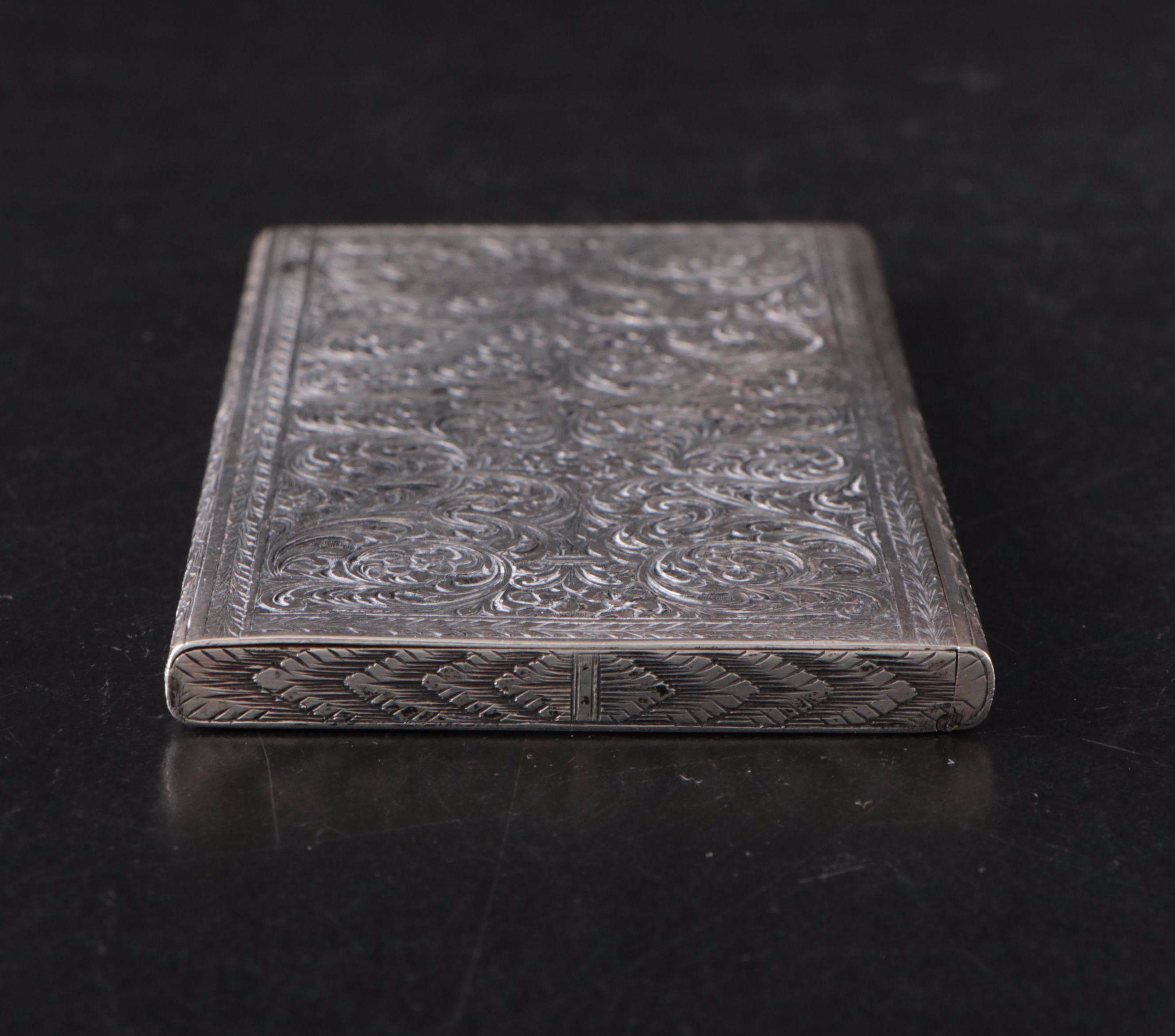 800 Silver Art Deco Chased Cigarette Case, Powder Compact, and Lipstick Case