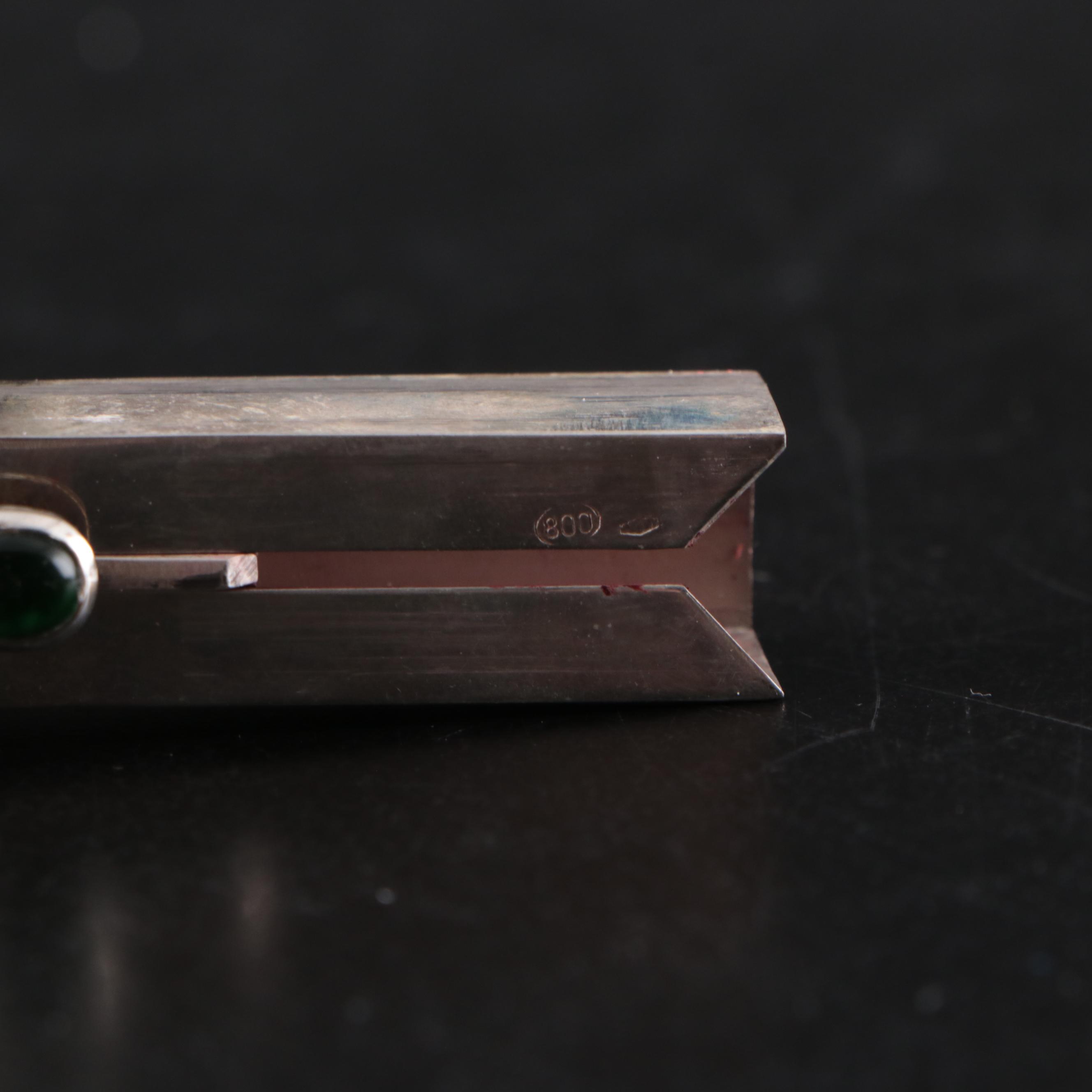 800 Silver Art Deco Chased Cigarette Case, Powder Compact, and Lipstick Case