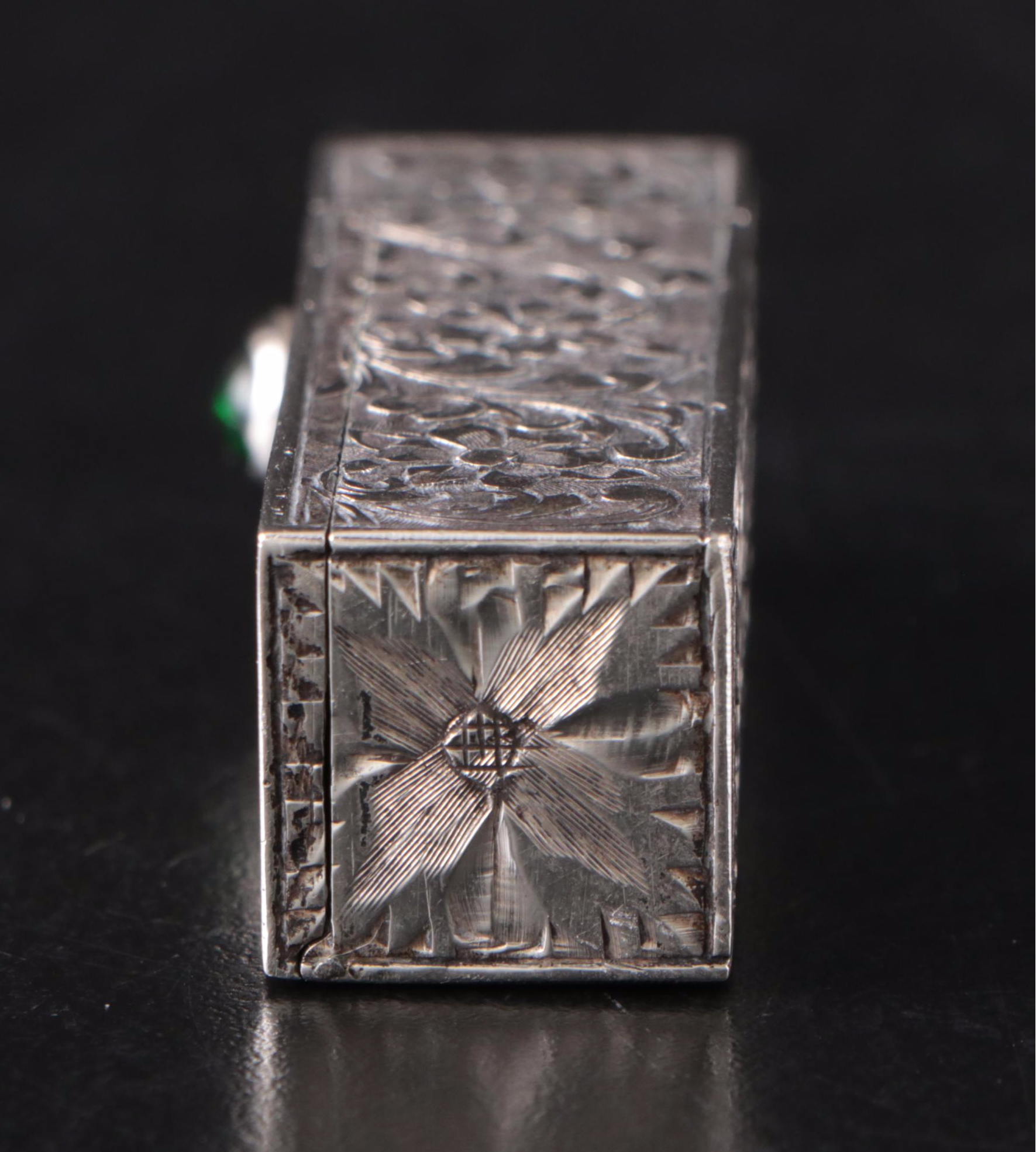 800 Silver Art Deco Chased Cigarette Case, Powder Compact, and Lipstick Case