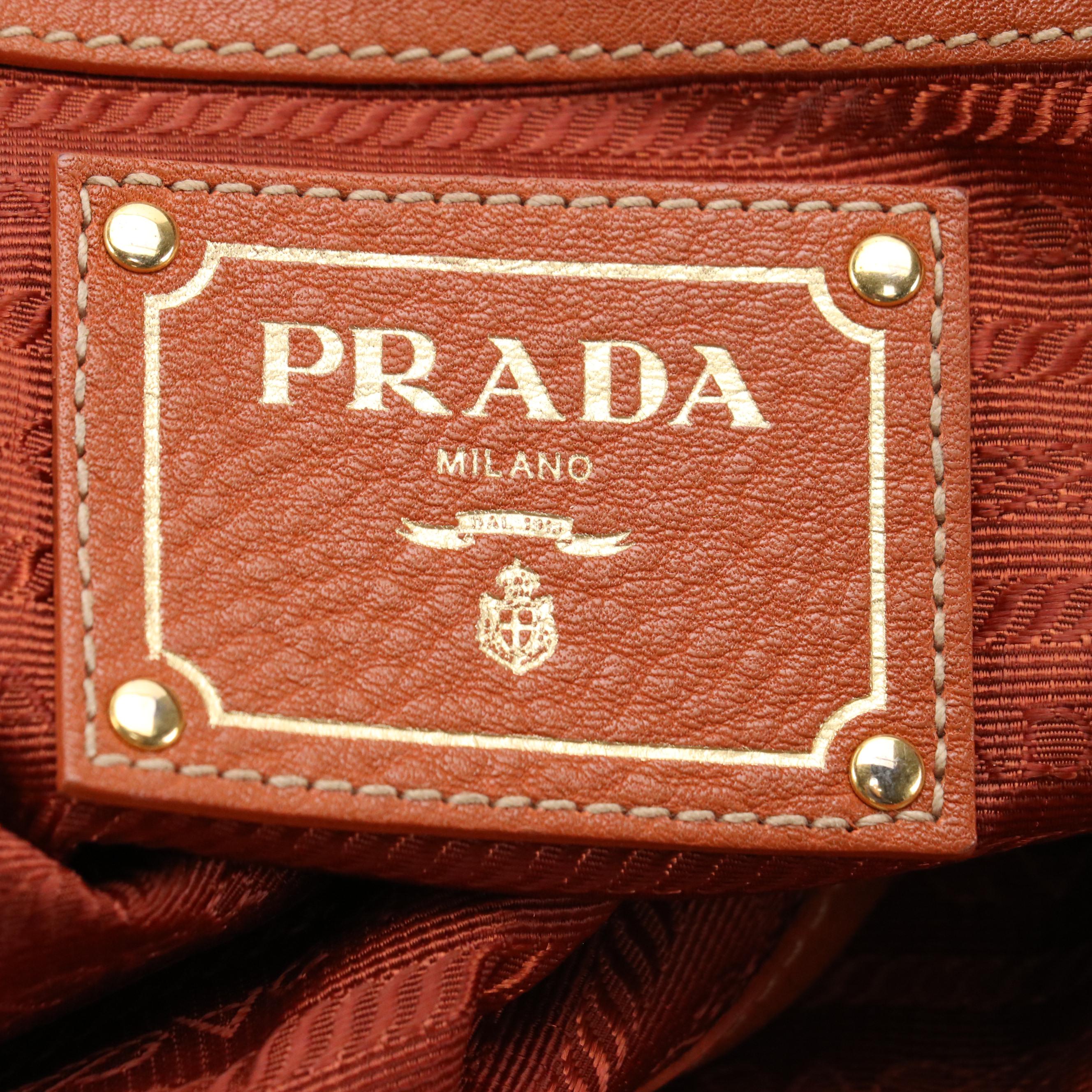 Prada 2Way Shopping Tote in Orange Vitello Daino Leather