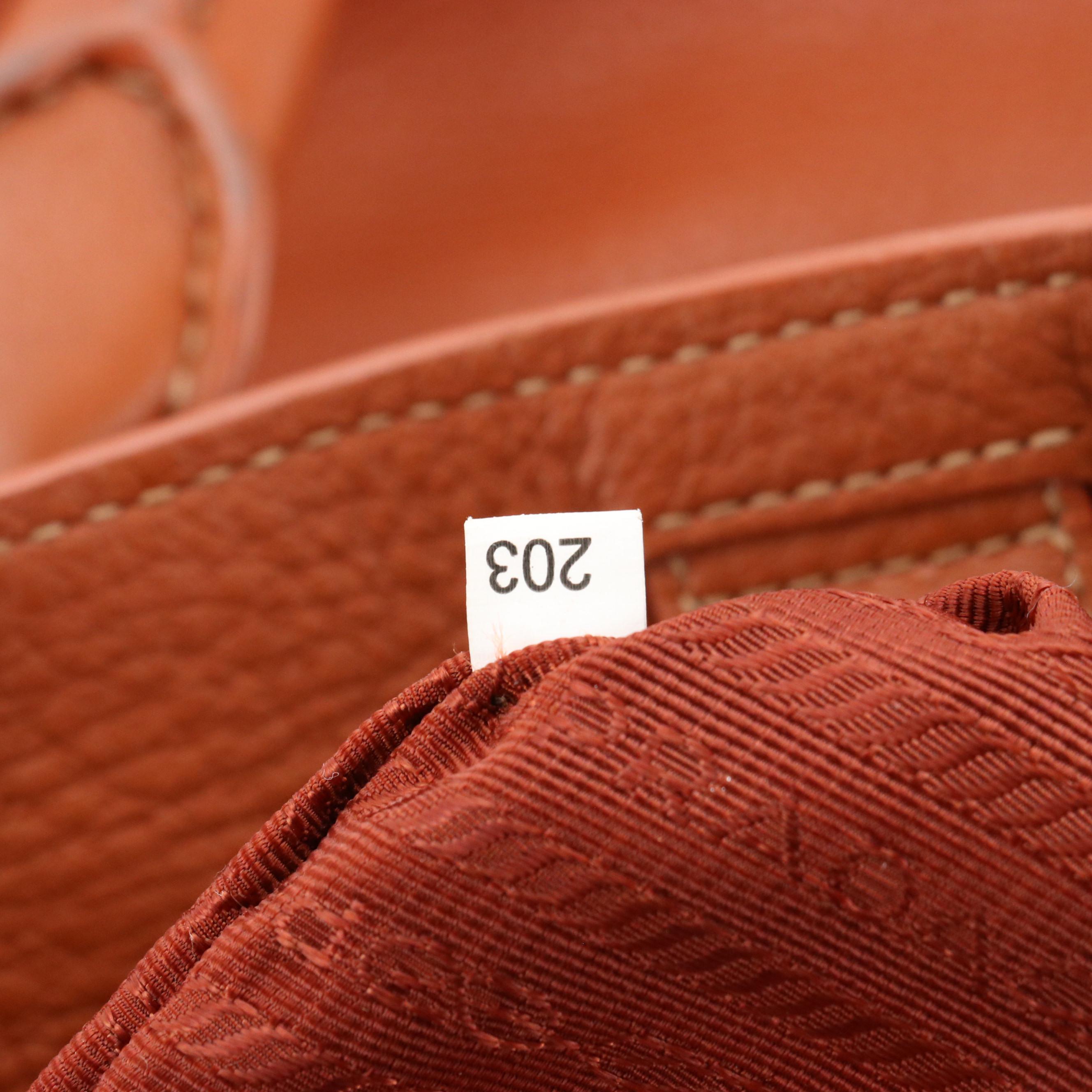 Prada 2Way Shopping Tote in Orange Vitello Daino Leather