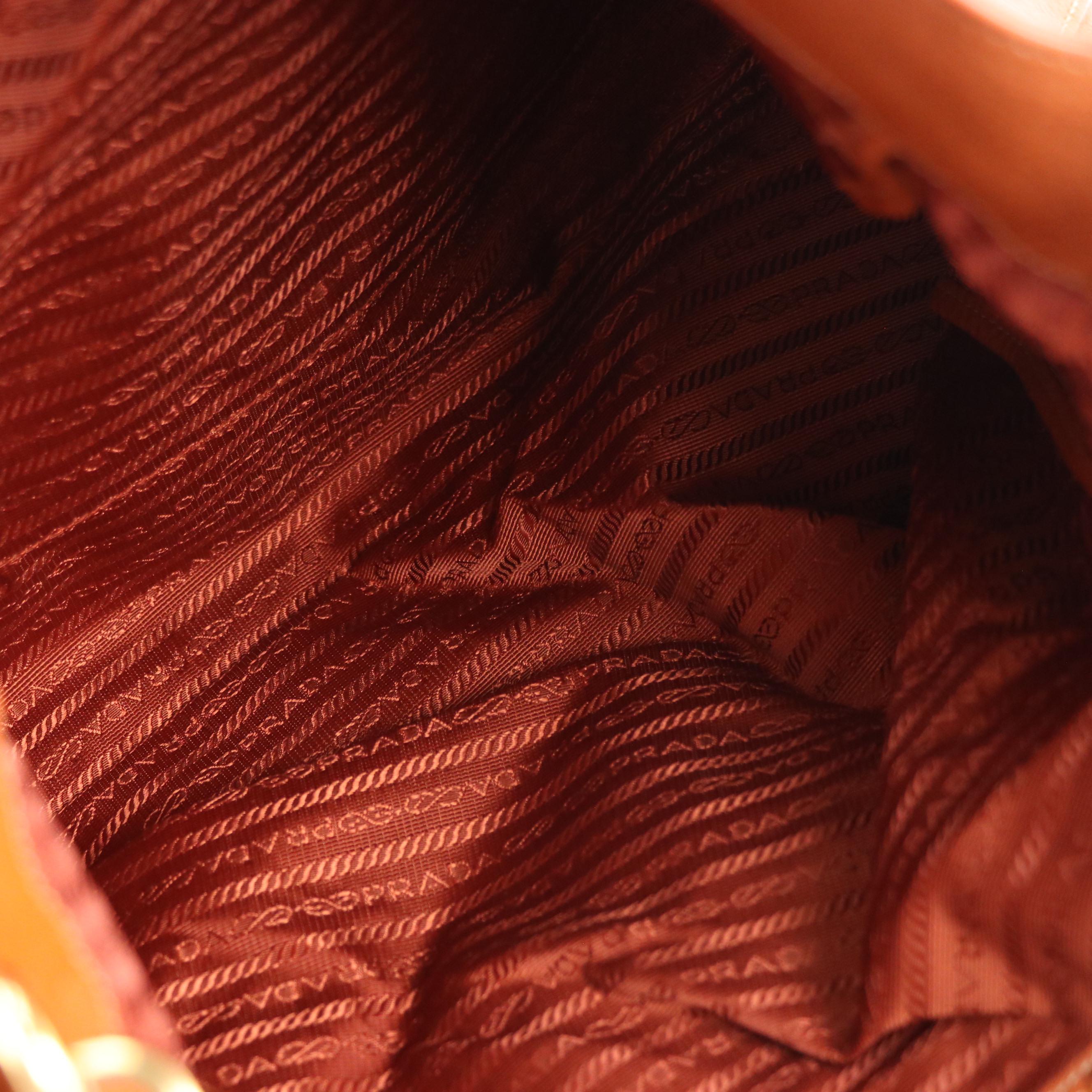 Prada 2Way Shopping Tote in Orange Vitello Daino Leather