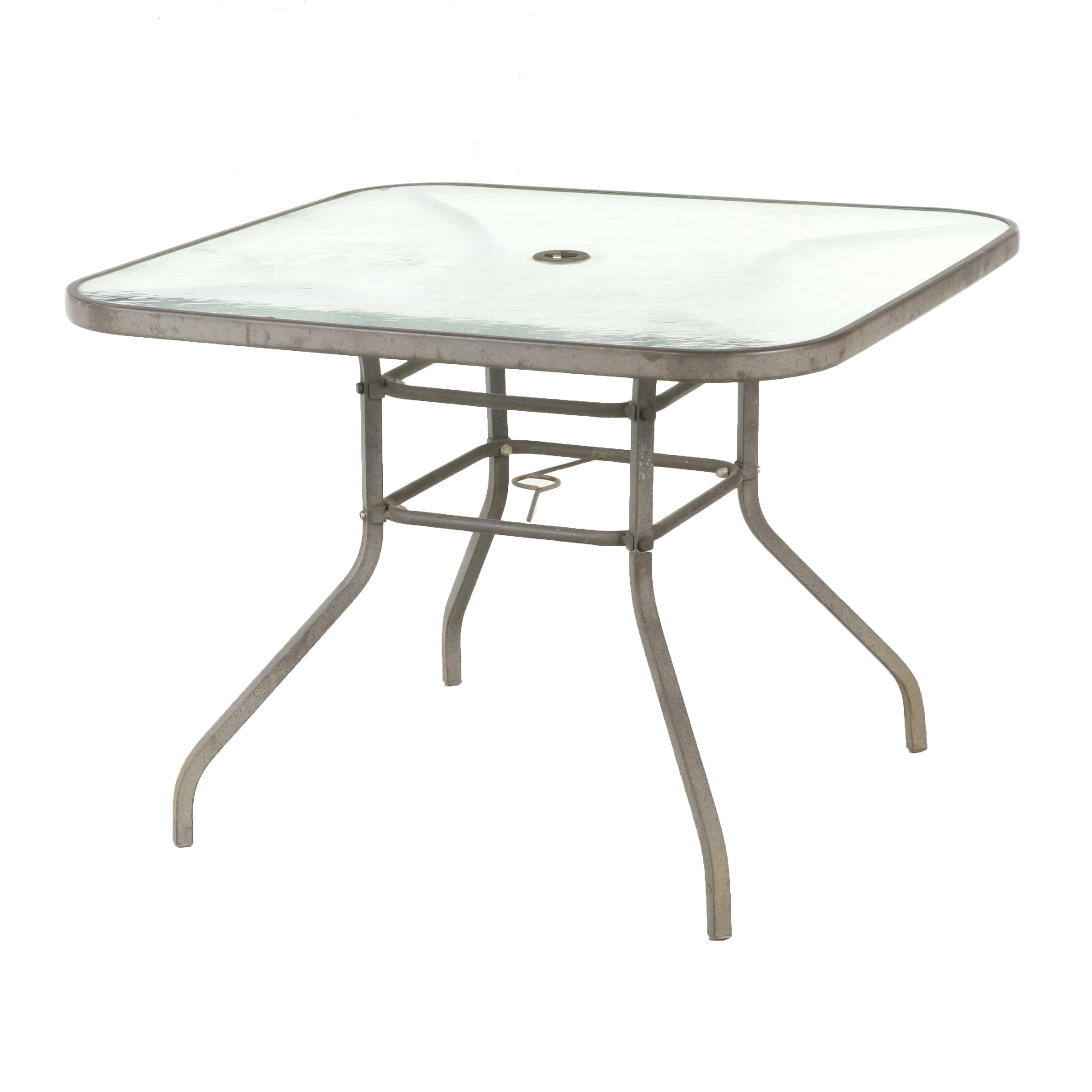 Metal and Glass Top Patio Table