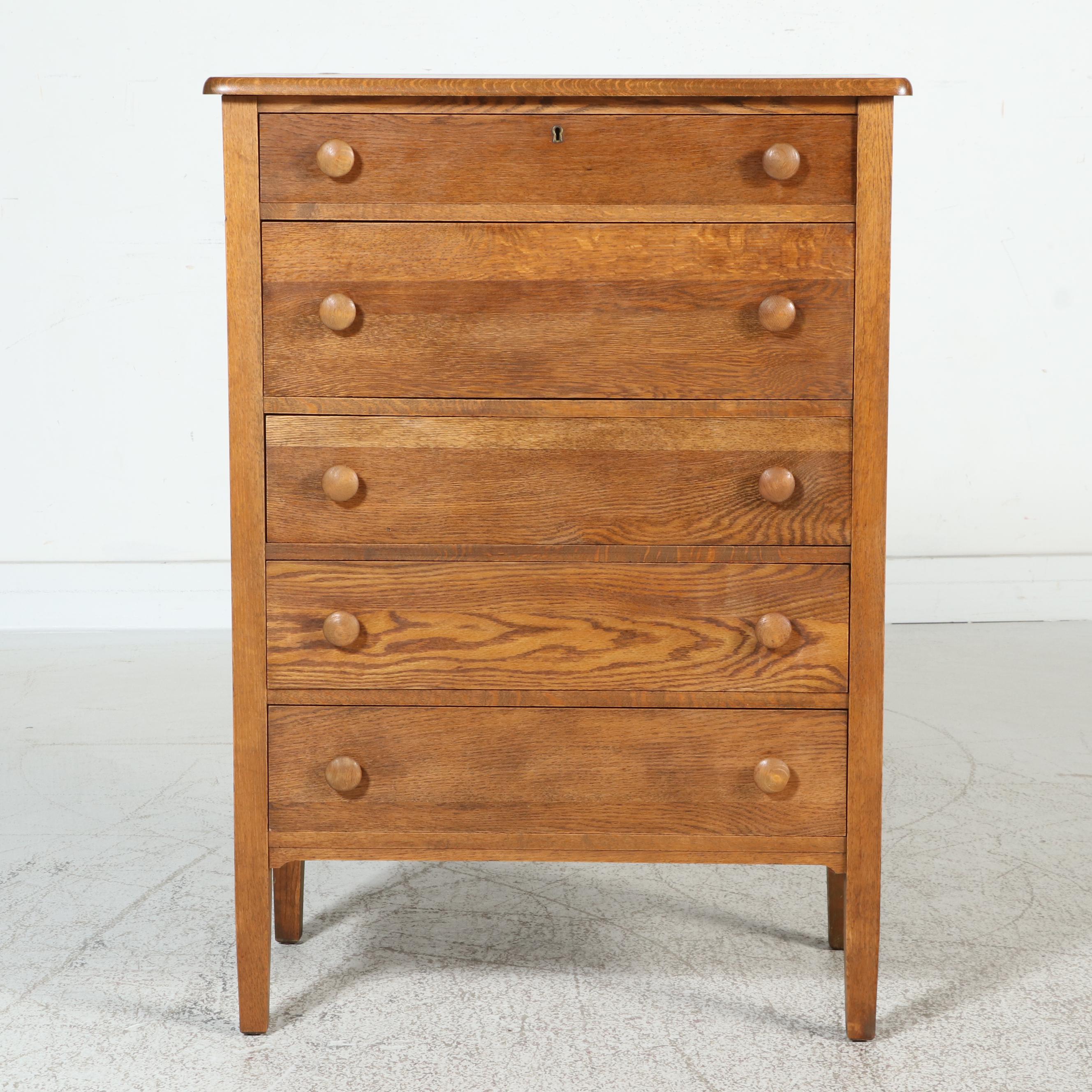 Oak Five-Drawer Chest, Early 20th Century