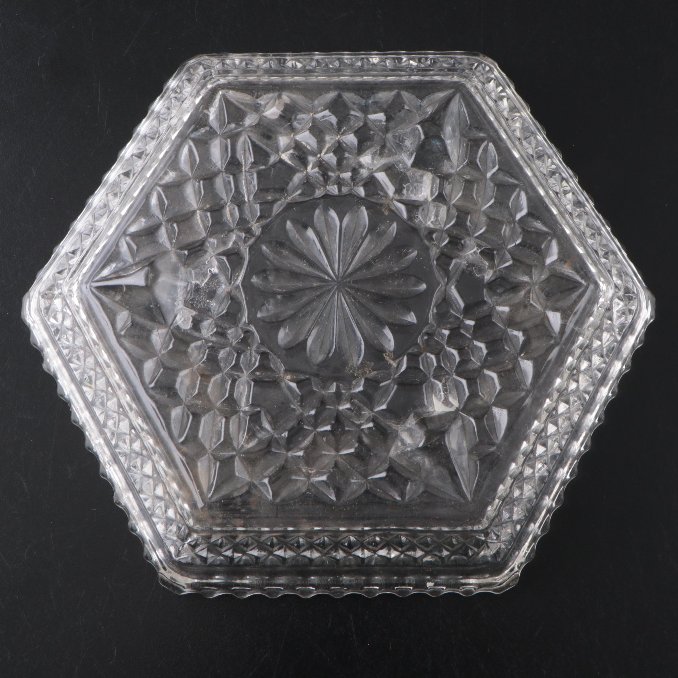 Avon American Brilliant Style Covered Butter Dish and Other Glass Tableware