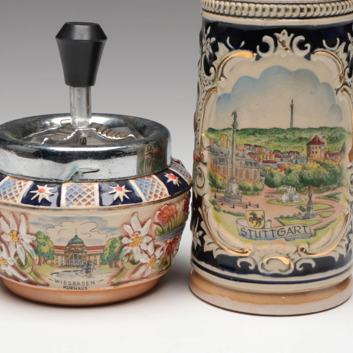 Stuttgart Germany Beer Stein and Wiesbaden Ashtray | EBTH