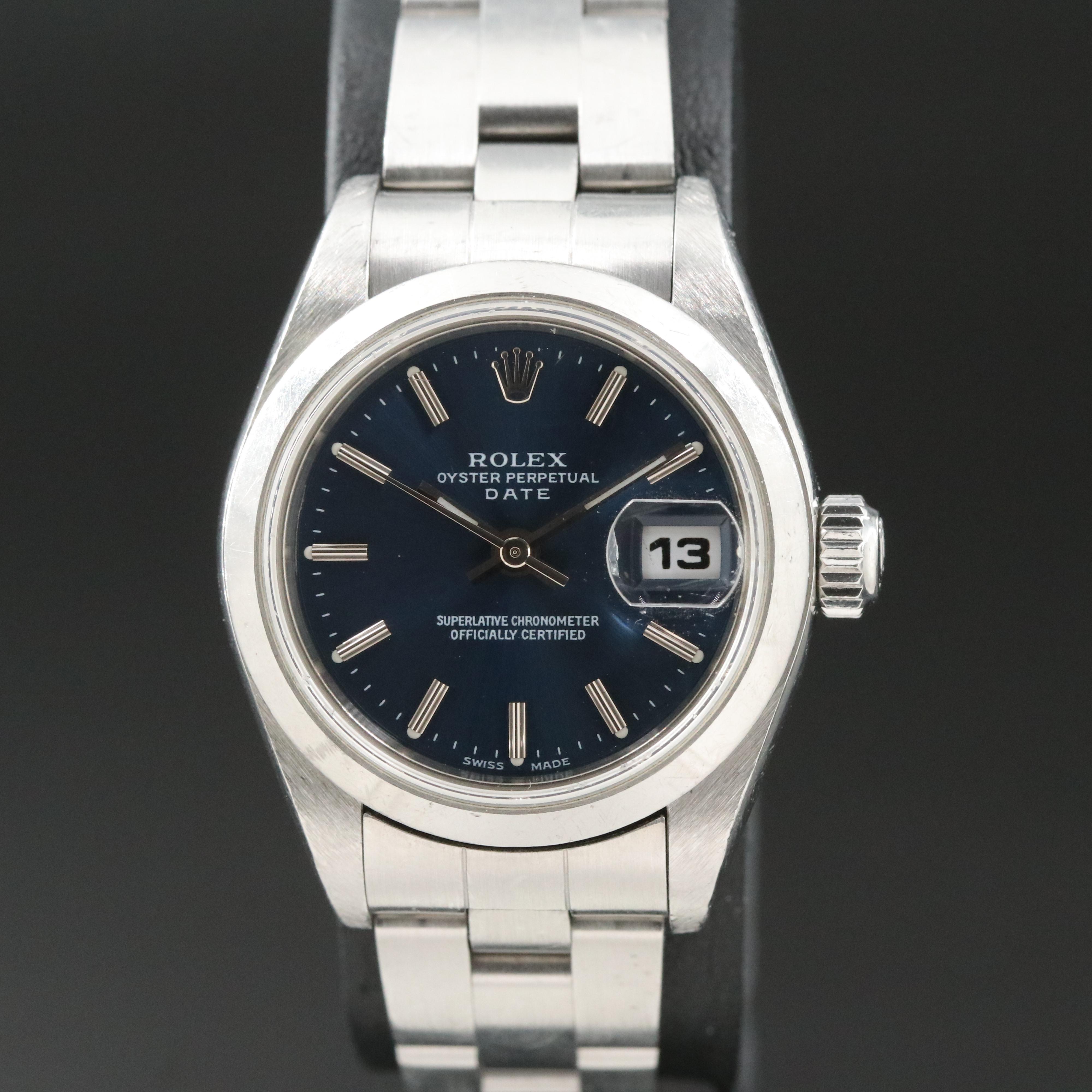 1999 Rolex Blue Dial Oyster Perpetual Date Watch