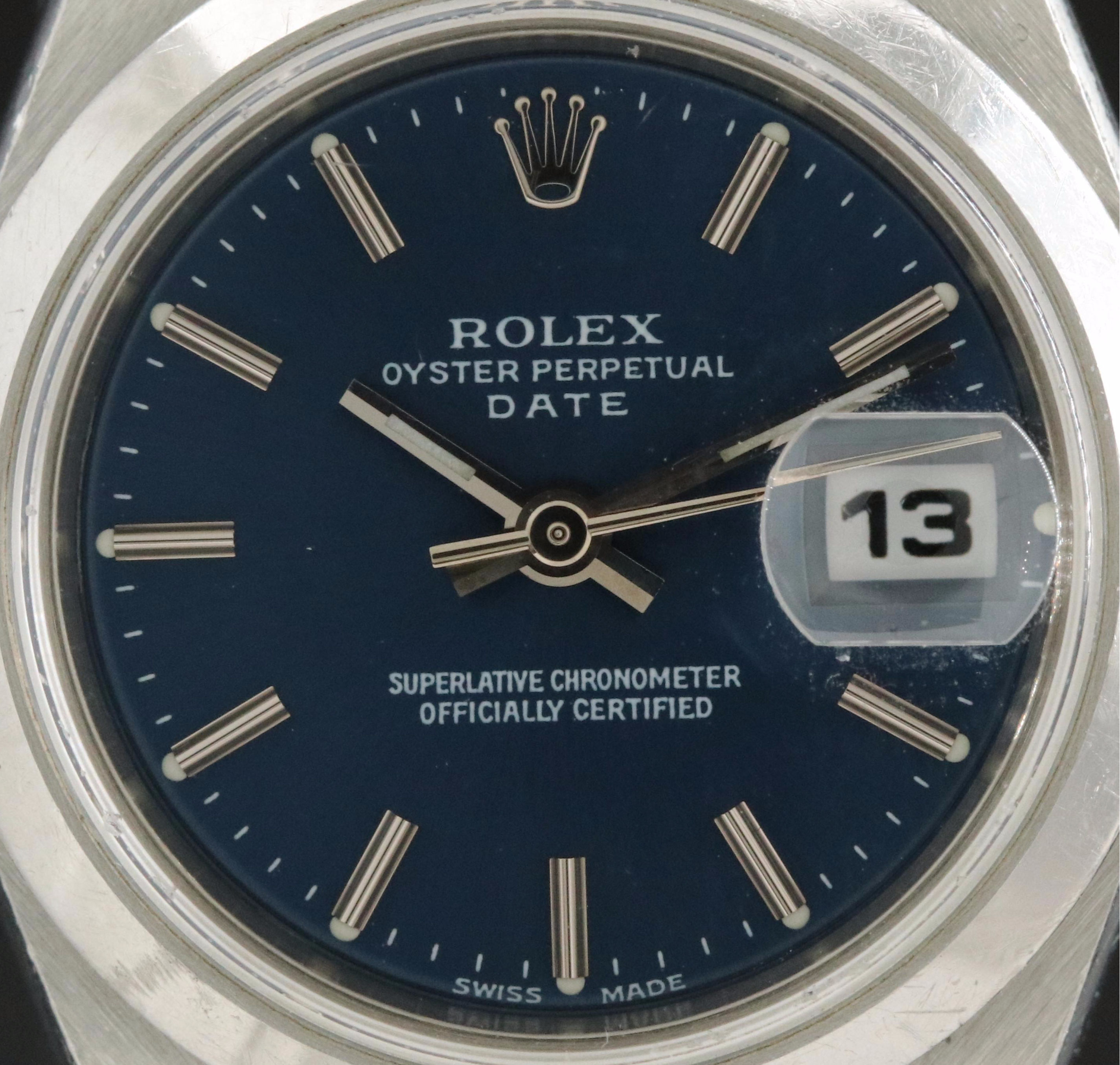 1999 Rolex Blue Dial Oyster Perpetual Date Watch