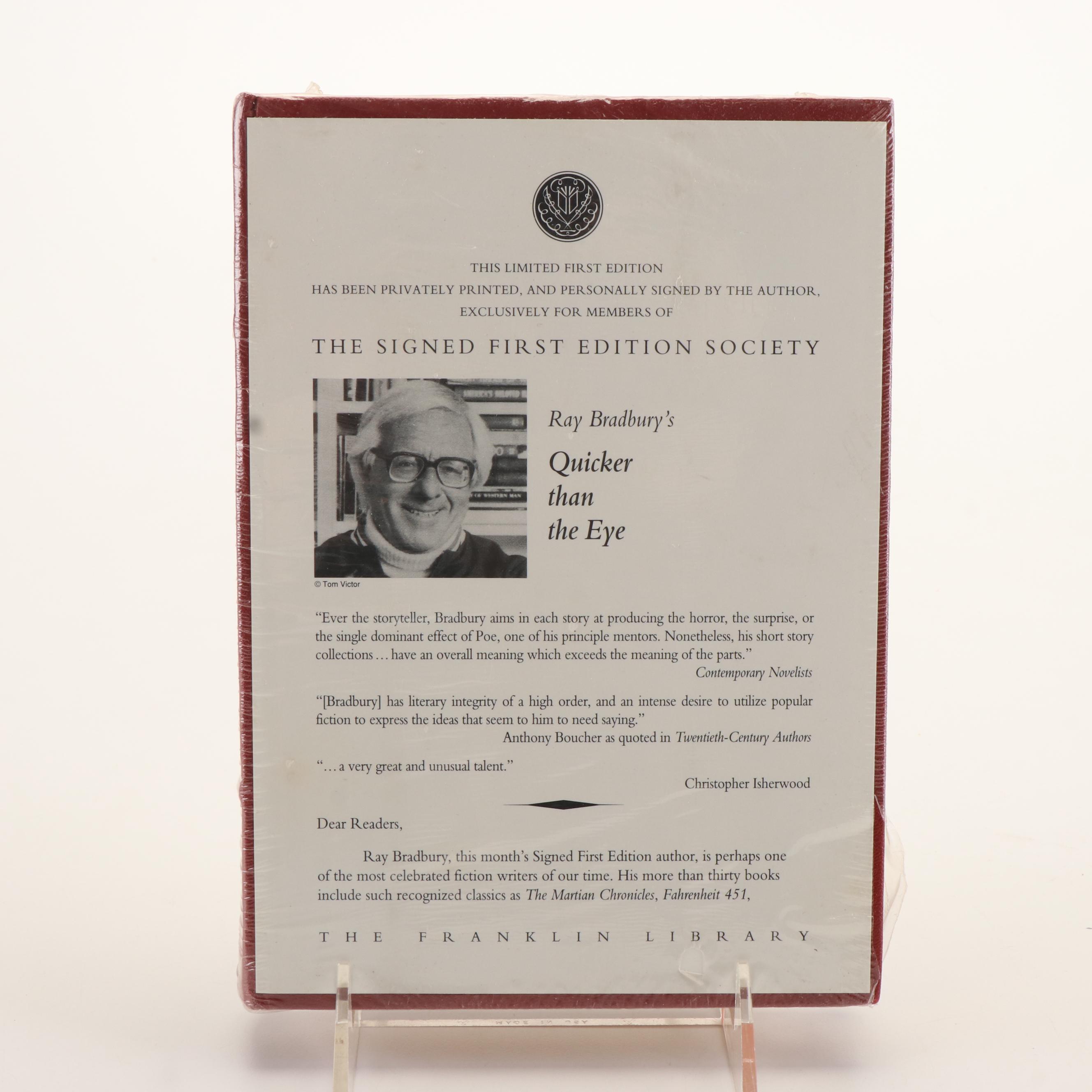 Franklin Library Signed "Quicker than the Eye" by Ray Bradbury and More Books