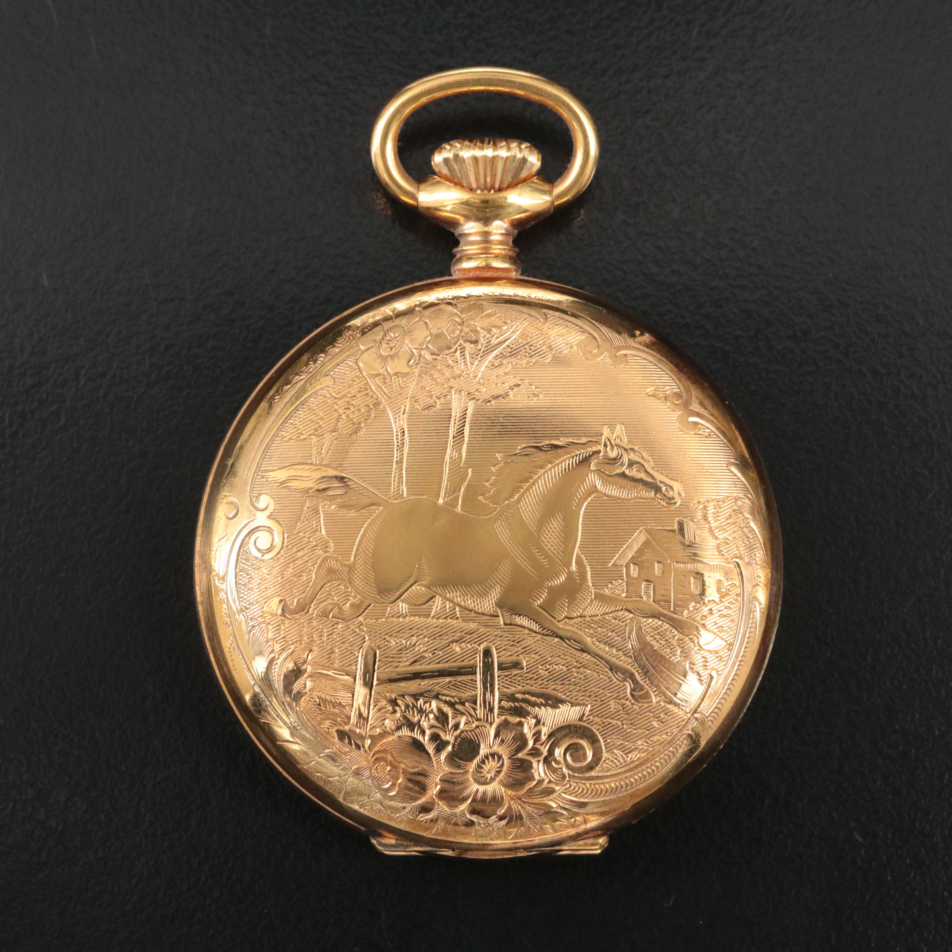 Rodania Swiss Equestrian Motif Hunting Case Pocket Watch