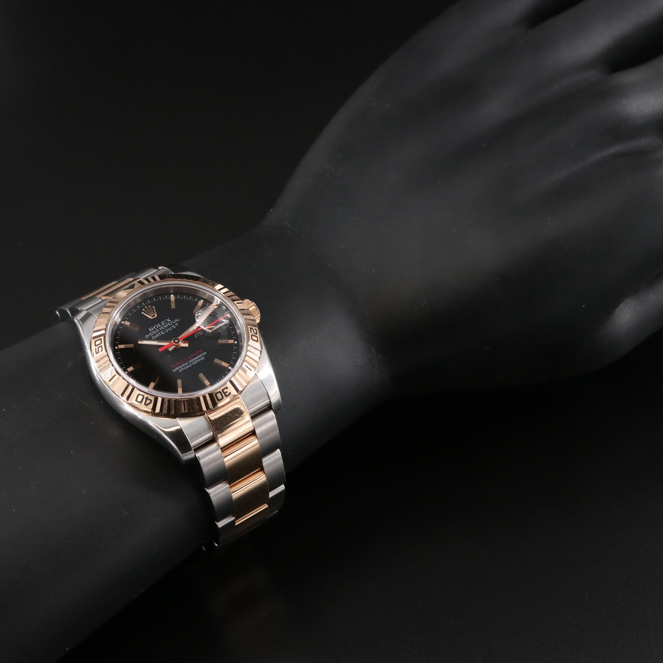 2005 Rolex Datejust Turn-O-Graph Black Dial Two-Tone Watch