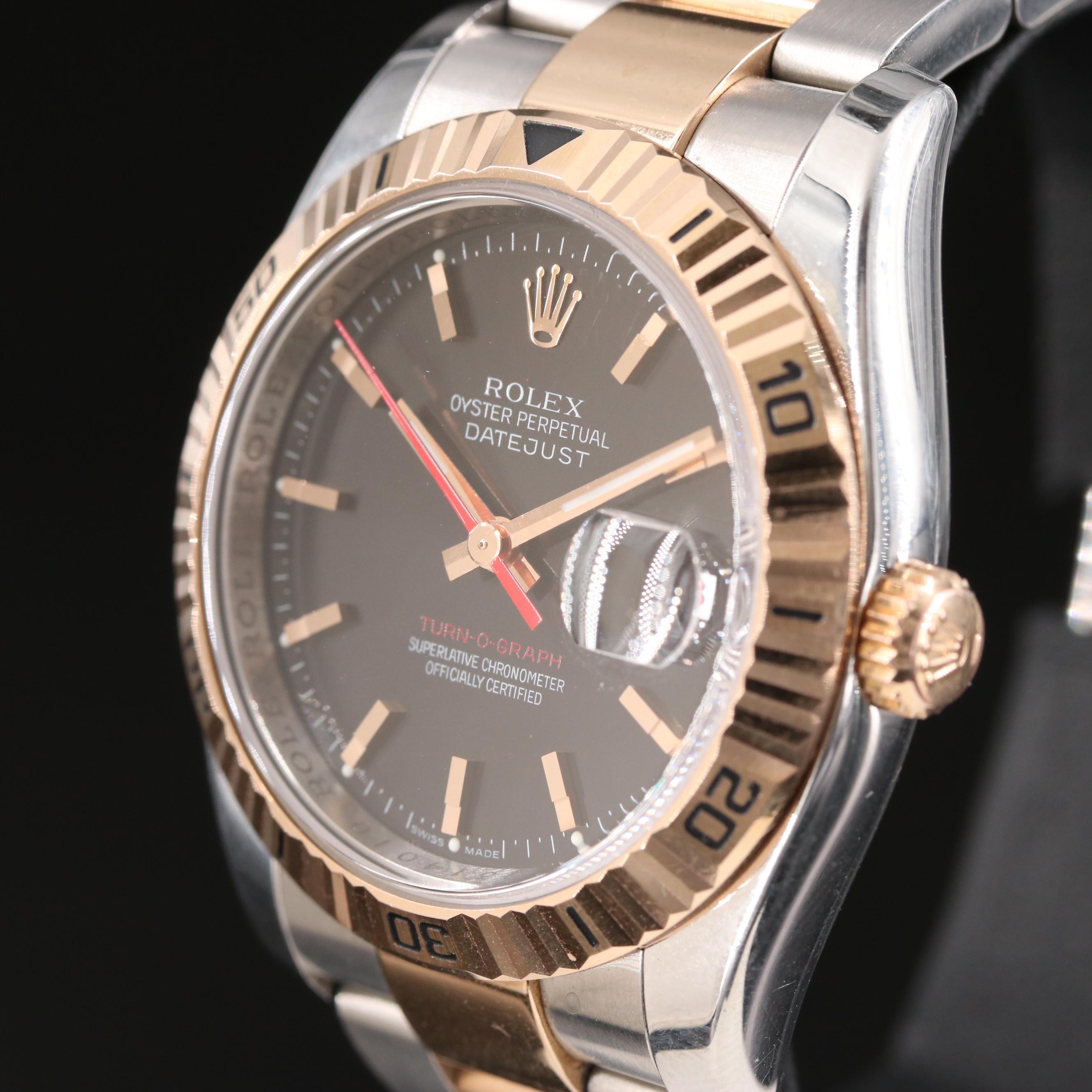 2005 Rolex Datejust Turn-O-Graph Black Dial Two-Tone Watch