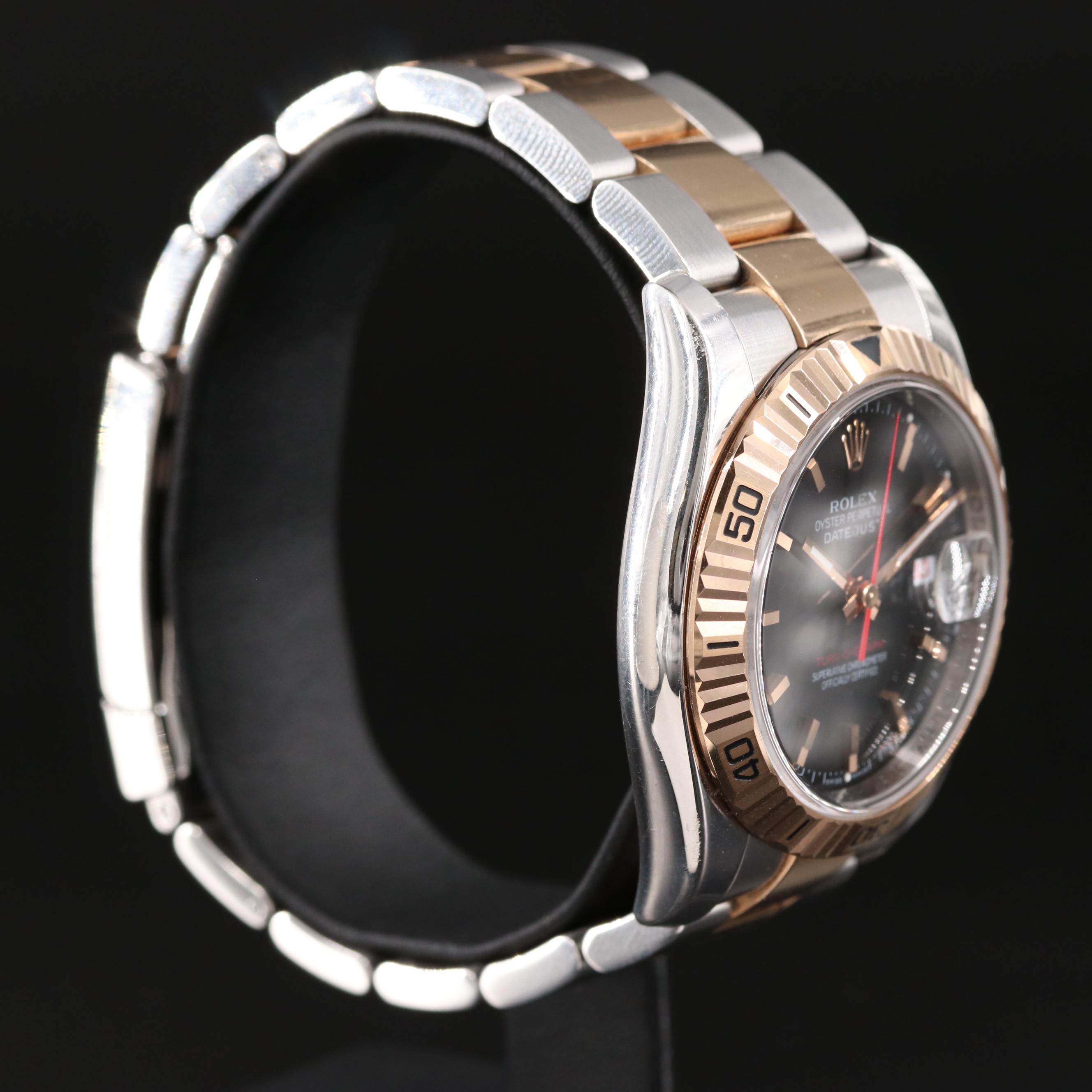 2005 Rolex Datejust Turn-O-Graph Black Dial Two-Tone Watch