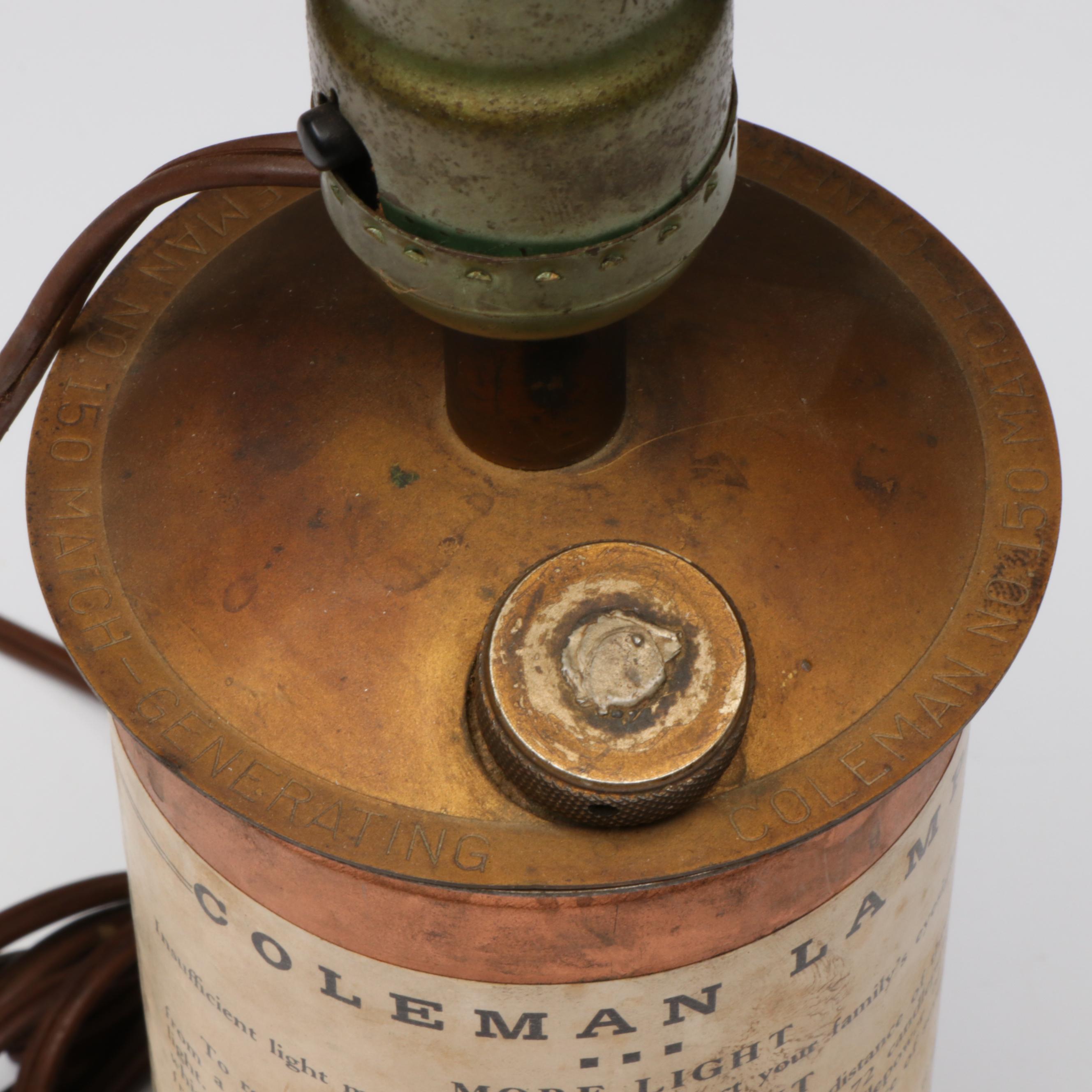 Coleman No. 150 Table Lamp with Wilmot Castle & Co. Copper Sterilizer