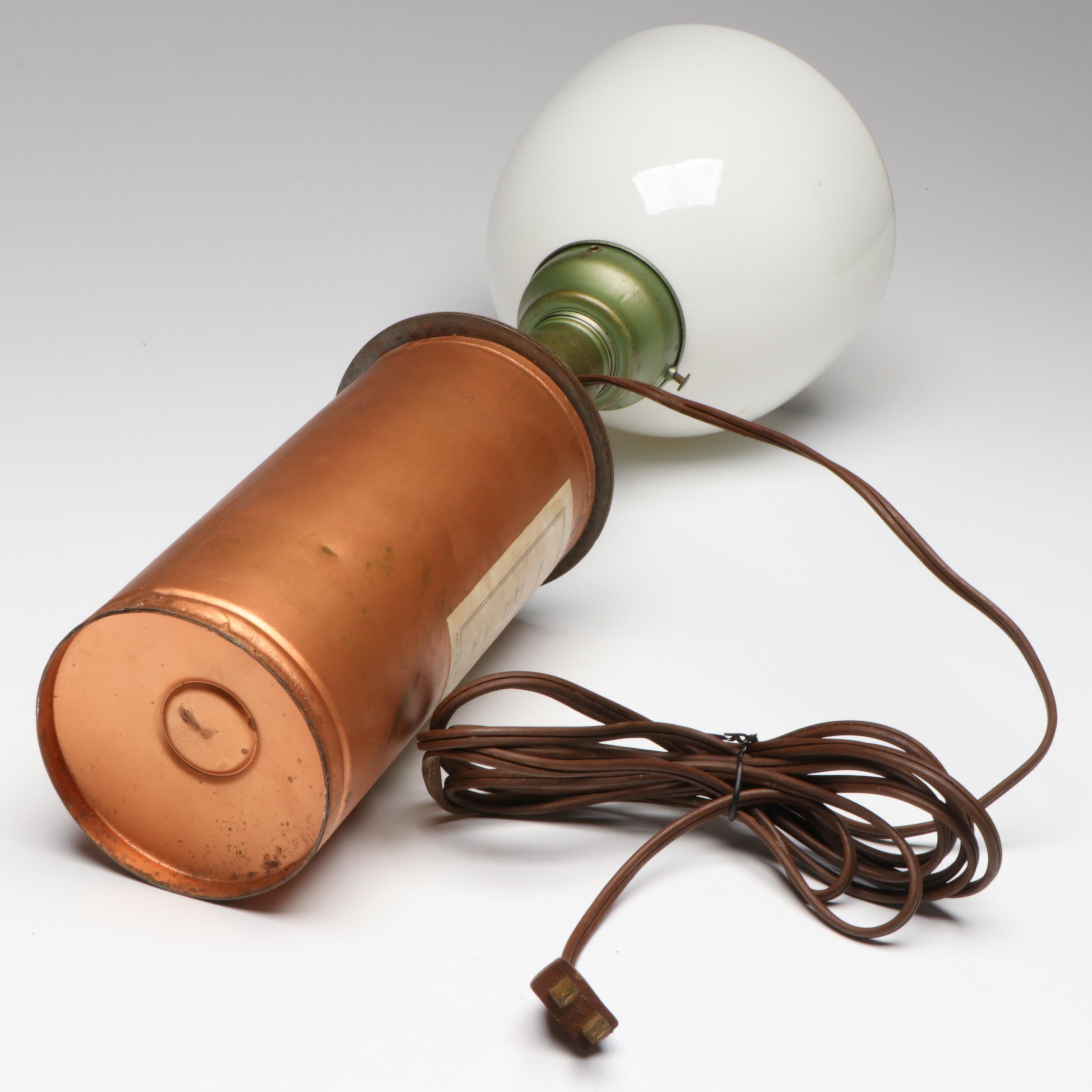 Coleman No. 150 Table Lamp with Wilmot Castle & Co. Copper Sterilizer