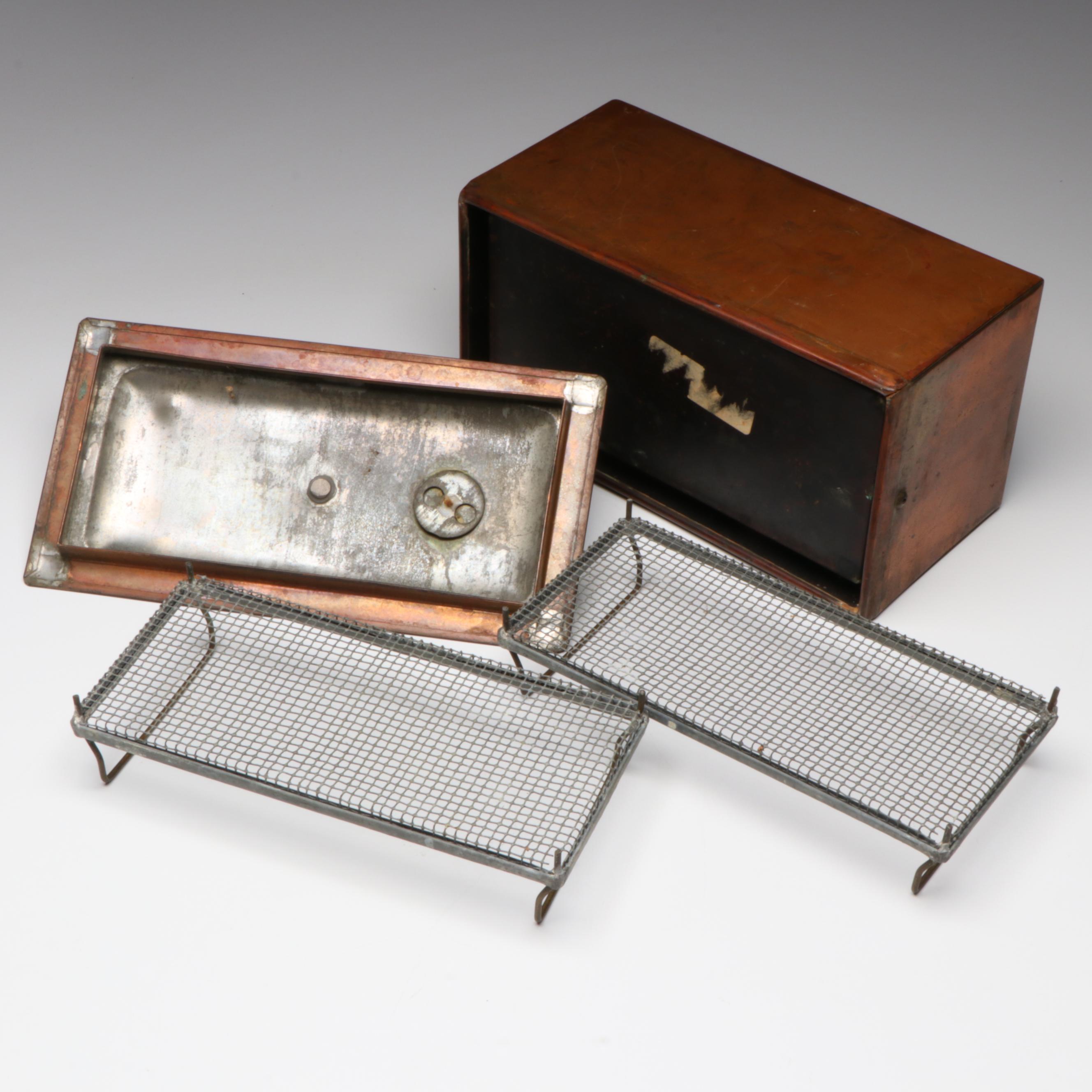 Coleman No. 150 Table Lamp with Wilmot Castle & Co. Copper Sterilizer