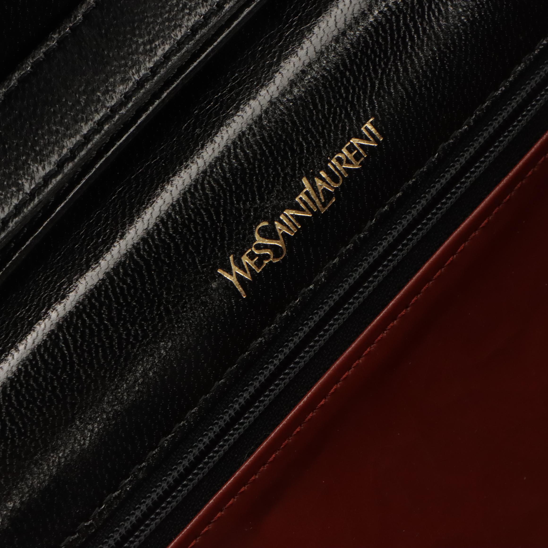 Yves Saint Laurent by Nishikawa Japan Brogue Trim Clutch/Shoulder Bag with Box