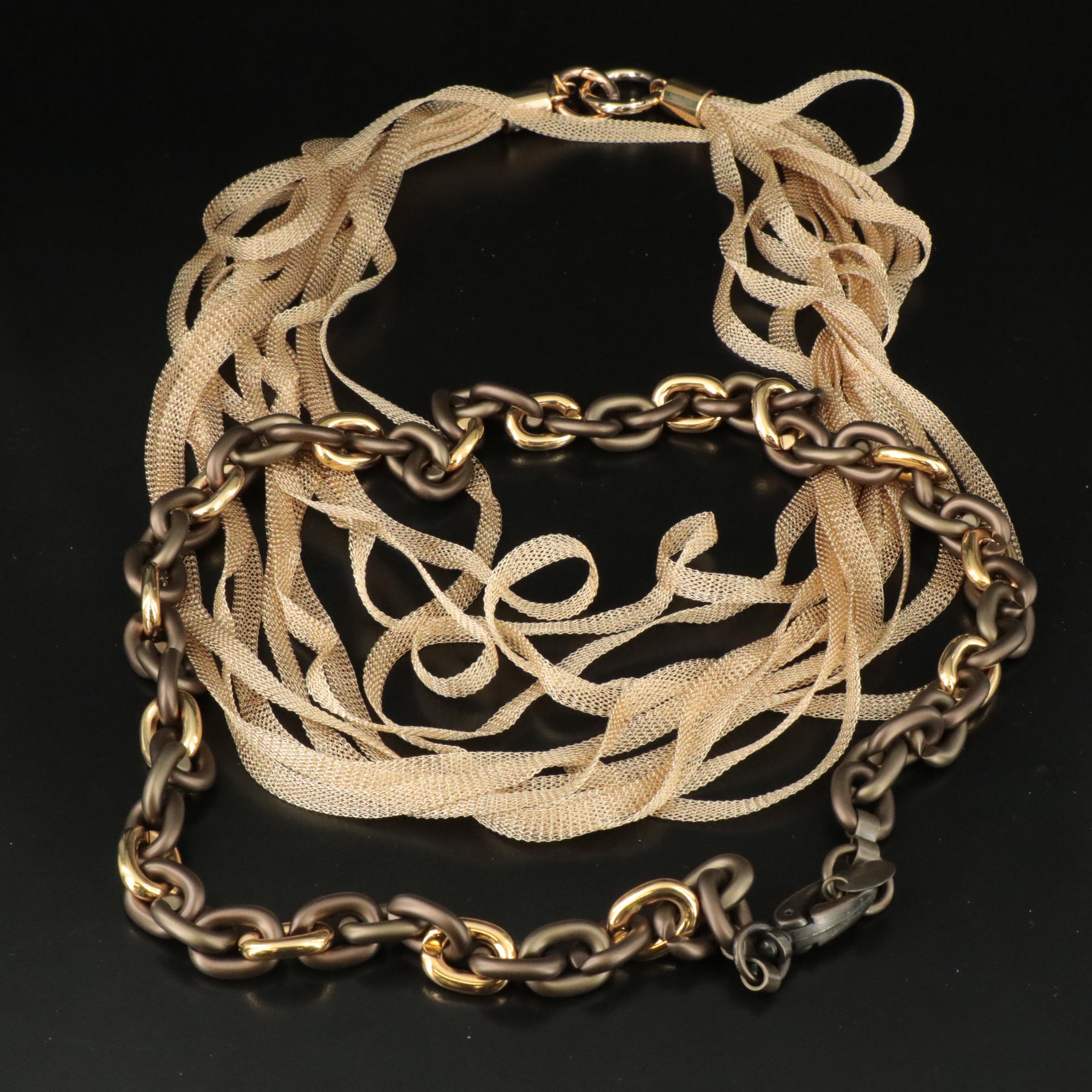 PONO by Joan Goodman Multi-Strand Mesh and Cable Link Necklaces