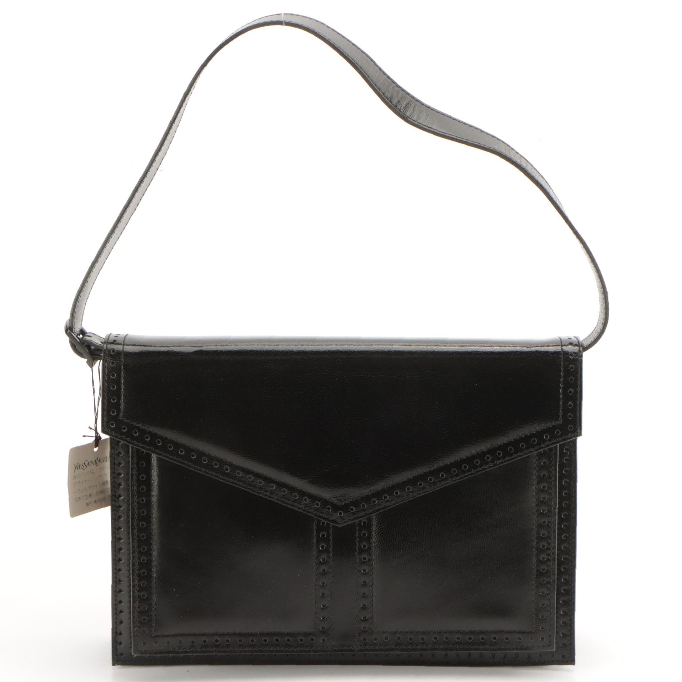 Yves Saint Laurent by Nishikawa Japan Brogue Trim Clutch/Shoulder Bag with Box