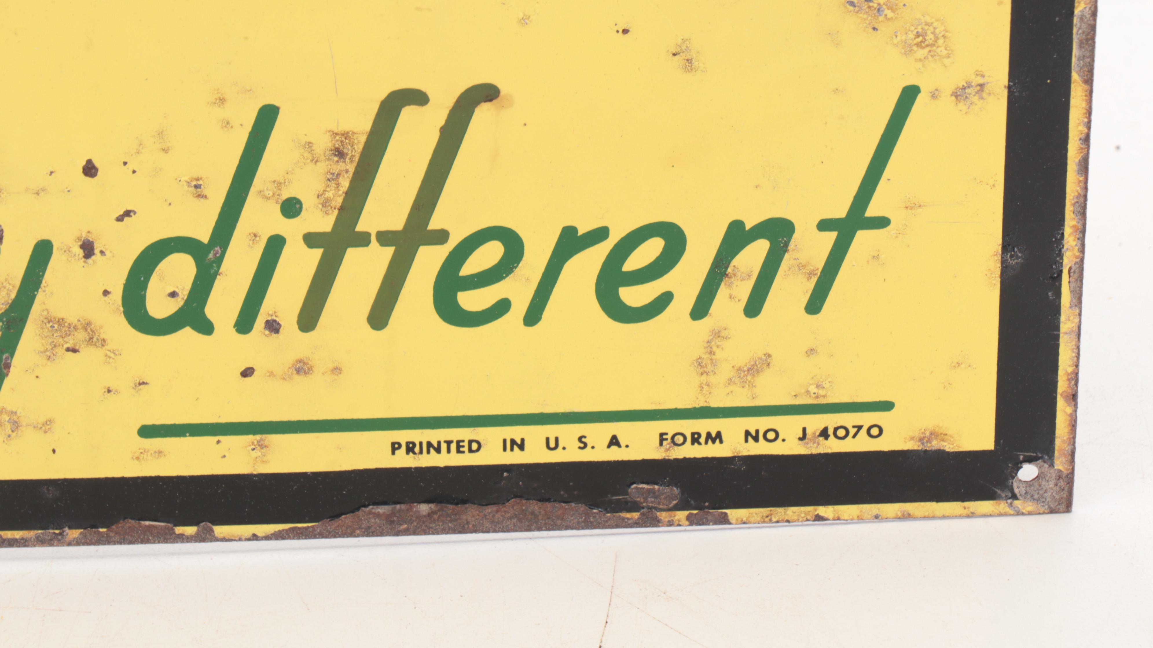 Vernor's Deliciously Different Metal Advertising Sign, Mid-20th Century