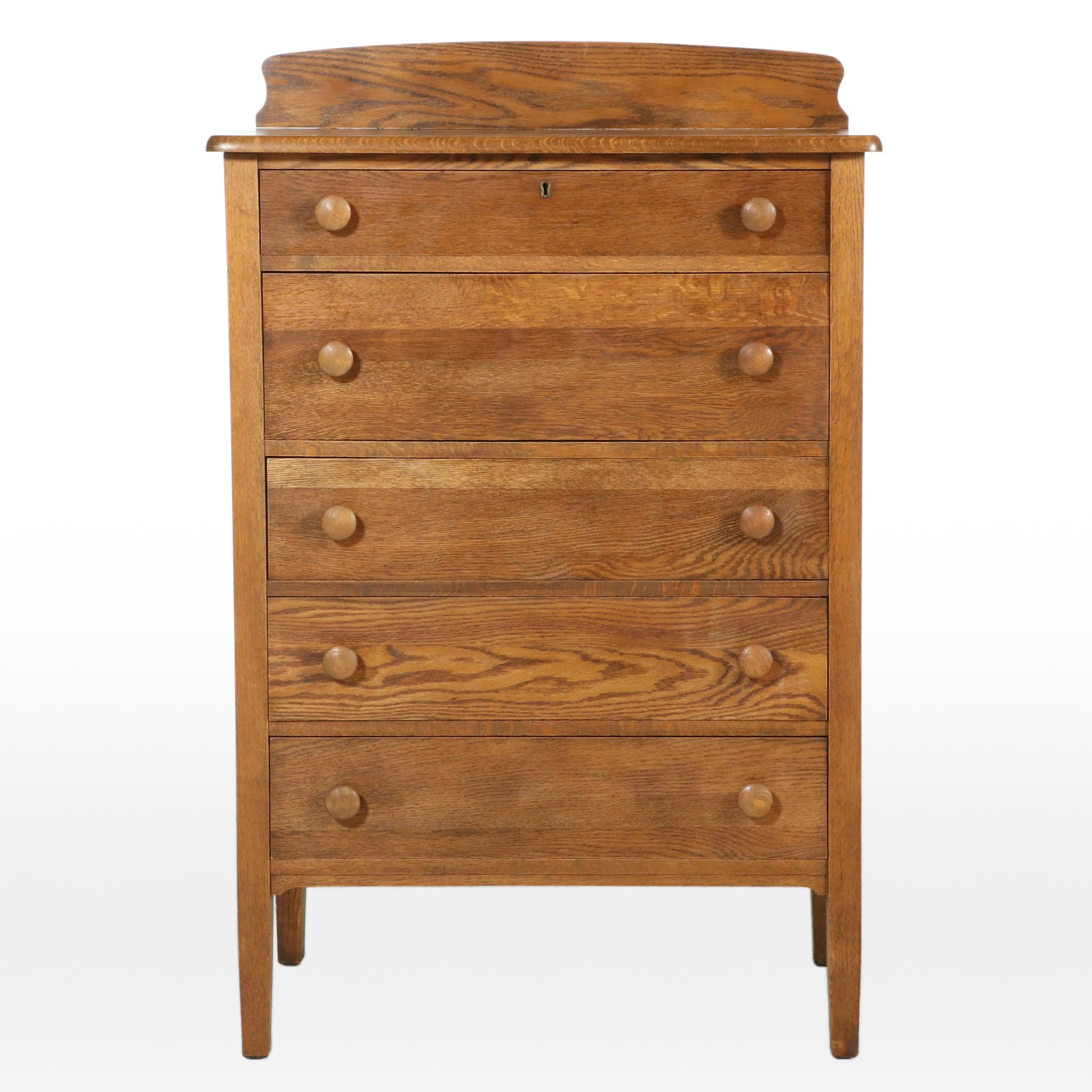 Oak Five-Drawer Chest, Early 20th Century