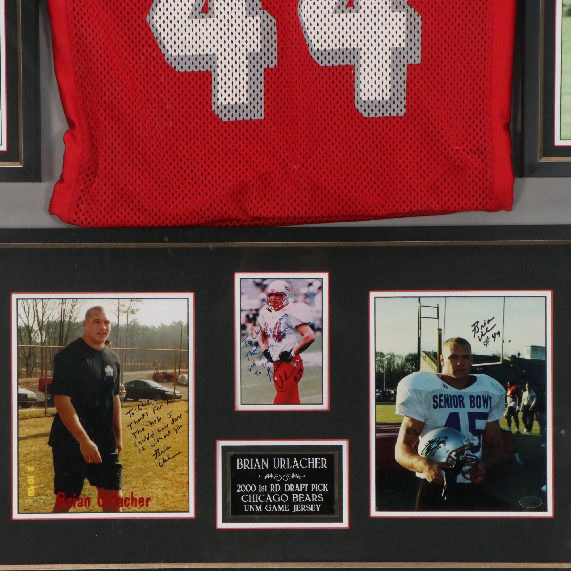 Brian Urlacher Game Used New Mexico Football Jersey with Signed Display