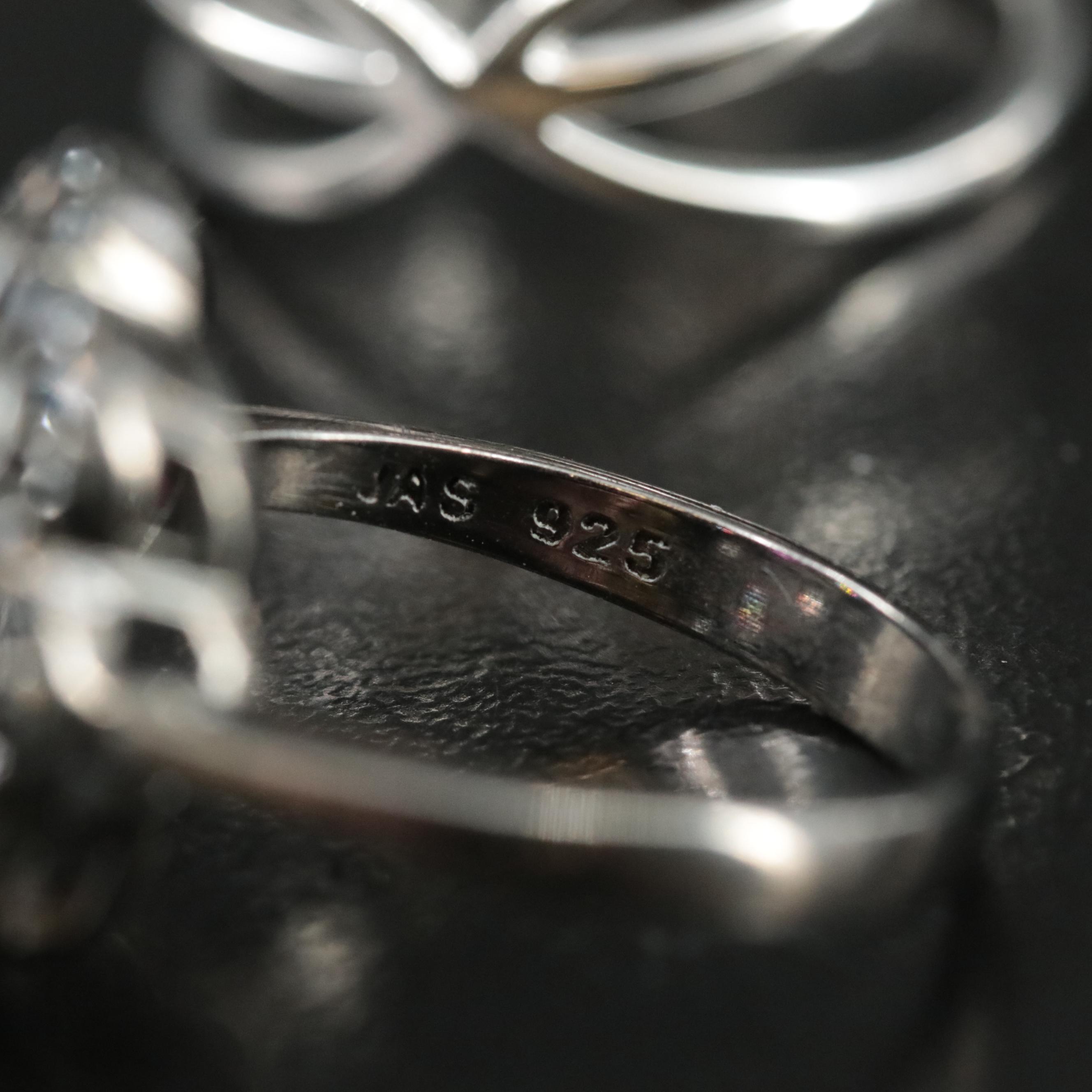 Sterling Rings and Necklace Including Filled Corundum, Labradorite and Zircon