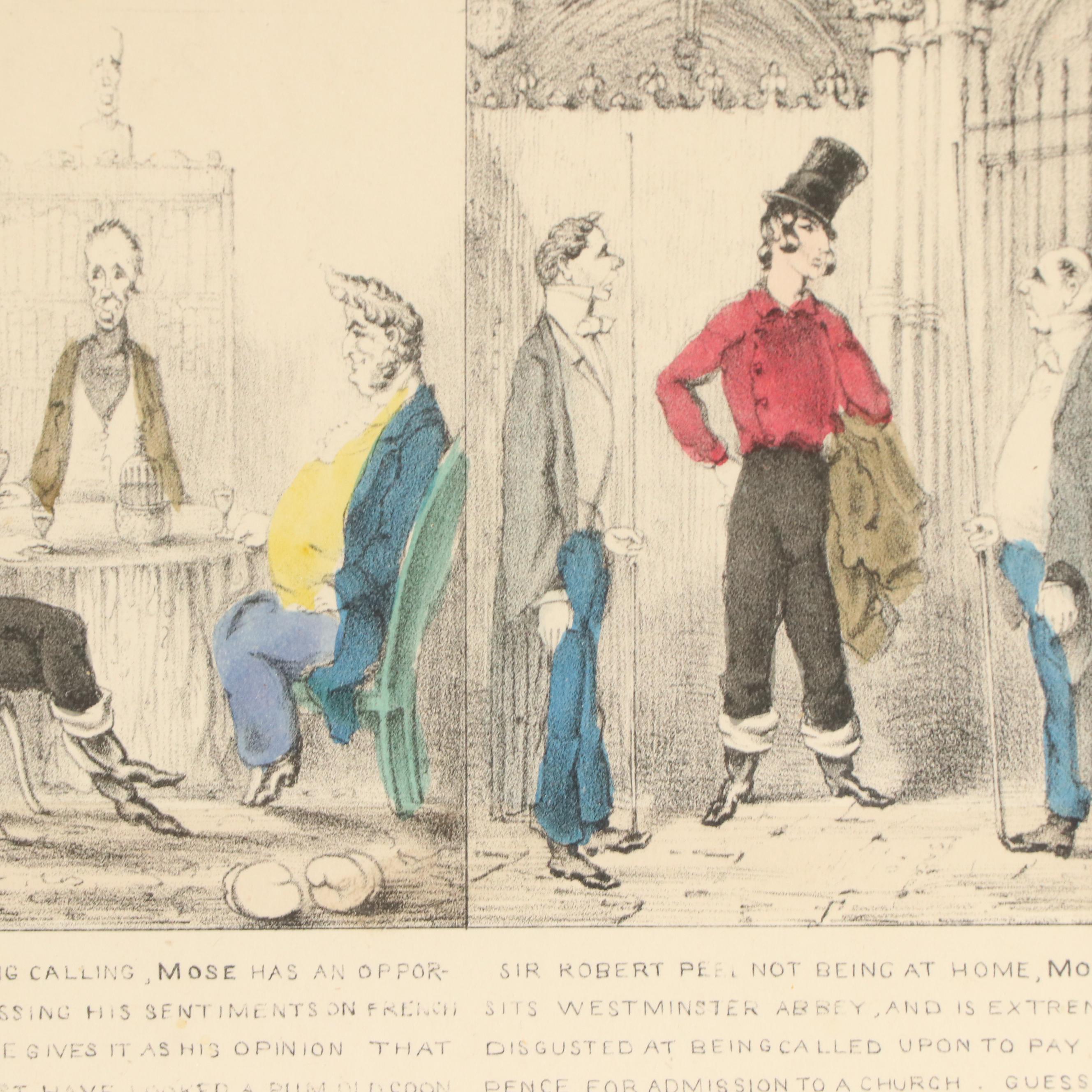 Thomas Butler Gunn Lithographs from "Mose Among the Britishers," Circa 1850